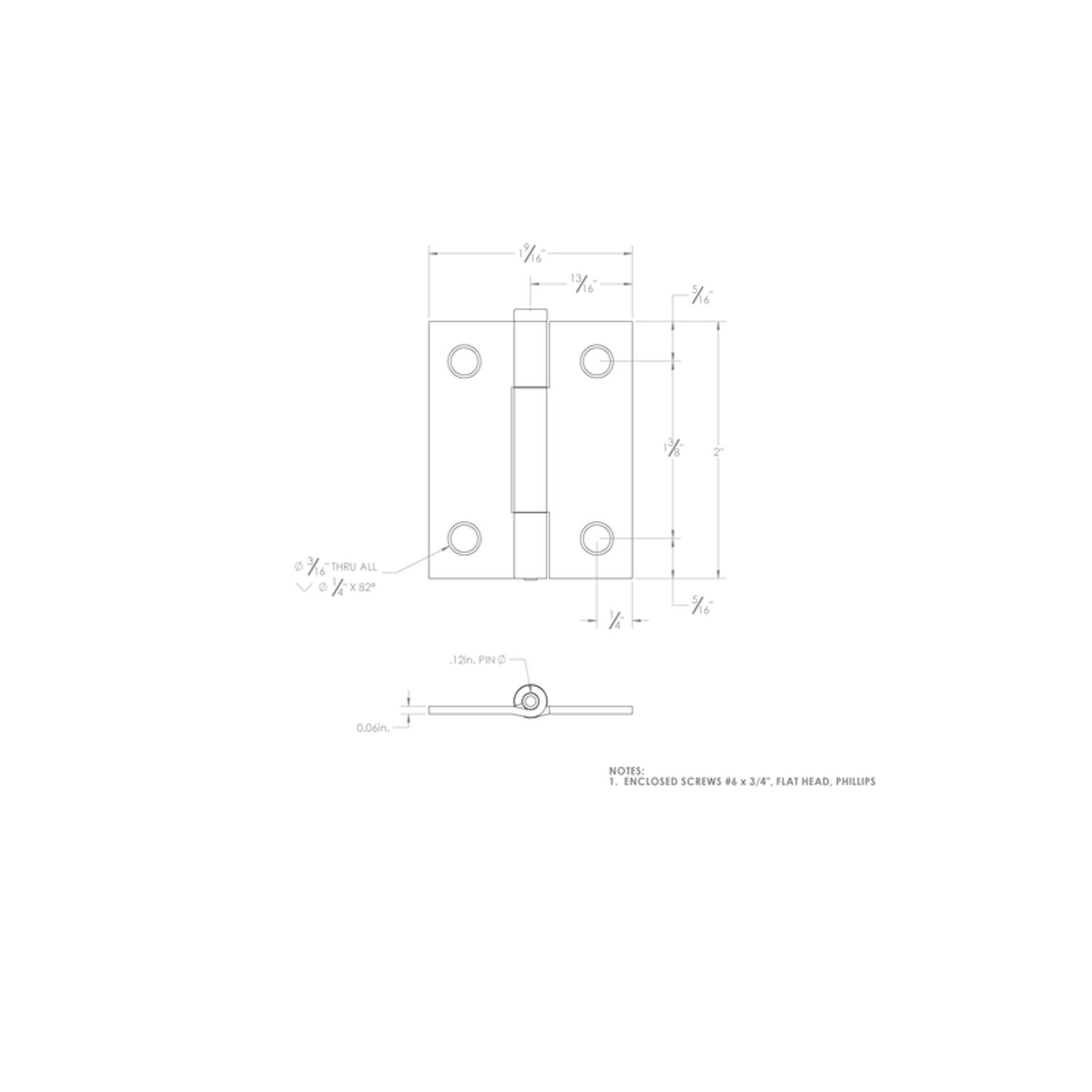 Ace 2.75 in. W X 2 in. L Bright Brass Gold Brass Narrow Hinge 2 pk