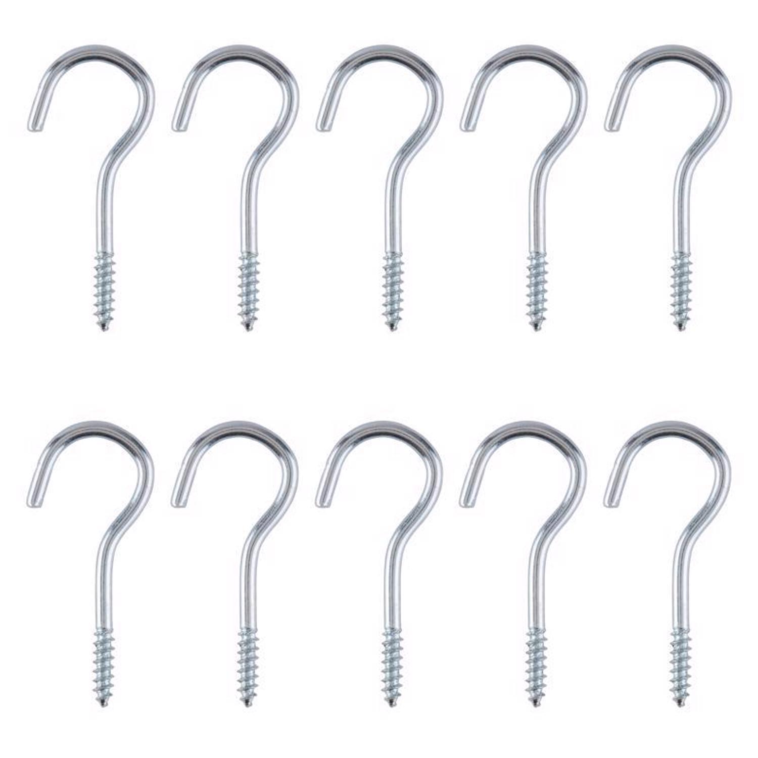 Ace Small Zinc-Plated Silver Steel 1.3125 in. L Ceiling Hook 13 lb 10 pk