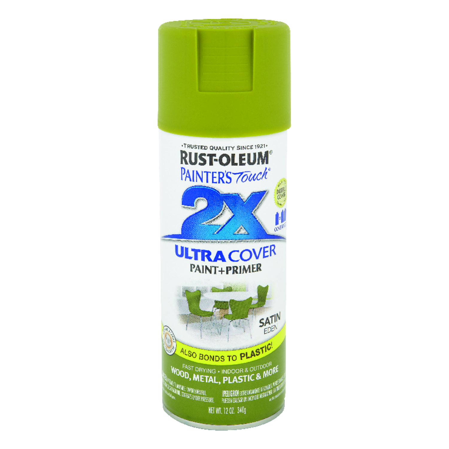 Rust-Oleum Painter's Touch 2X Ultra Cover Satin Eden Paint+Primer Spray Paint 12 oz