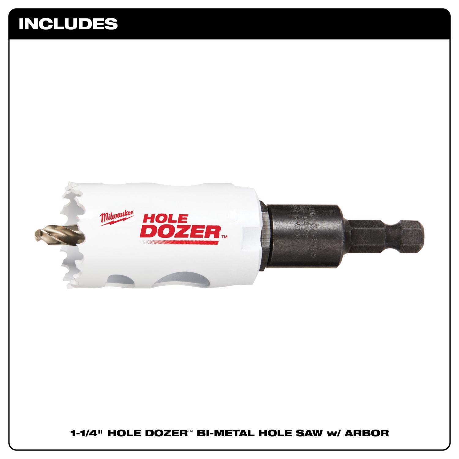Milwaukee Hole Dozer 1-1/4 in. Bi-Metal 2.7 in. L X 3/8 in. D Hole Saw with Arbor and Pilot Bit Arbo