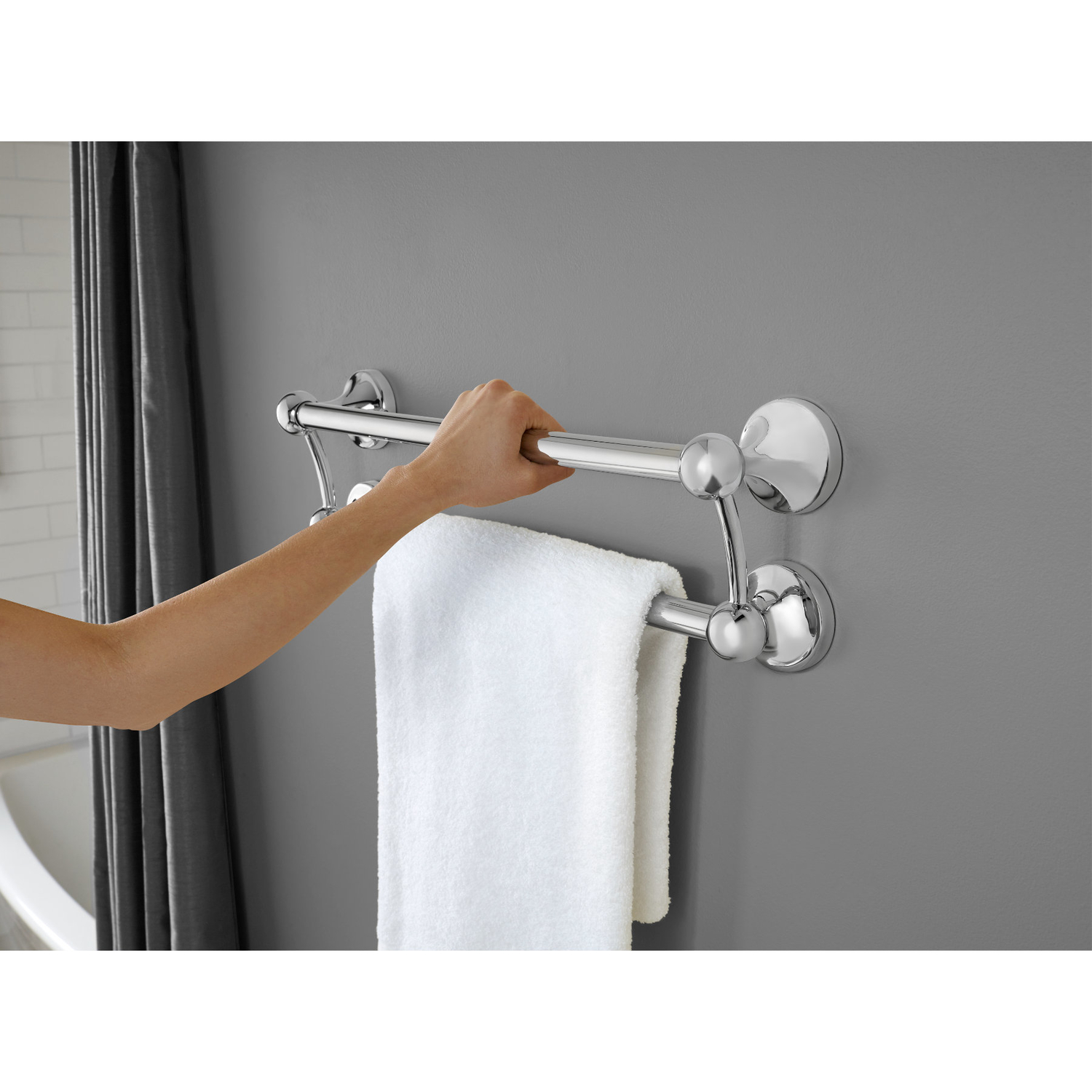 Delta 20.5 in. L Stainless Steel Towel Bar with Assist Bar