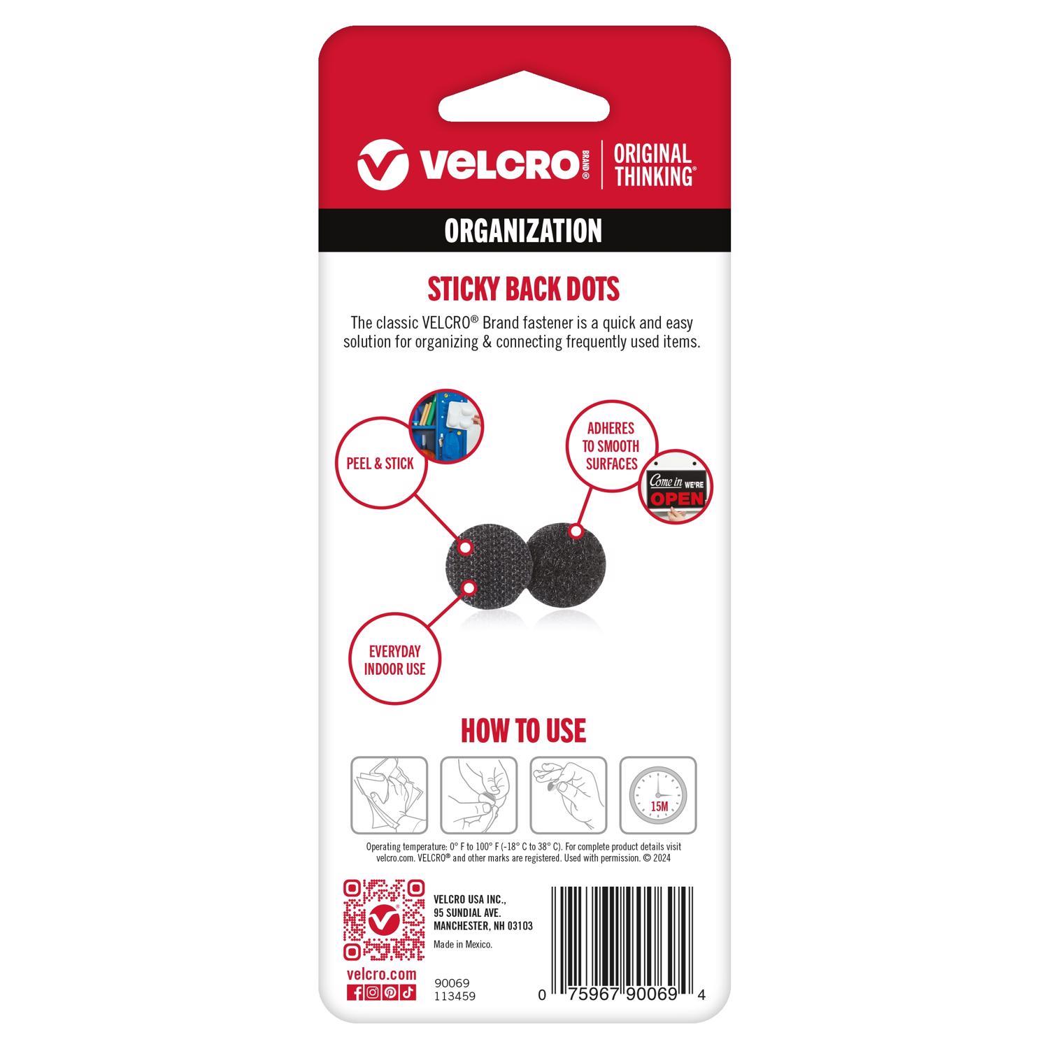 VELCRO Brand Sticky Back Small Nylon Hook and Loop Fastener 5/8 in. L 15 pk