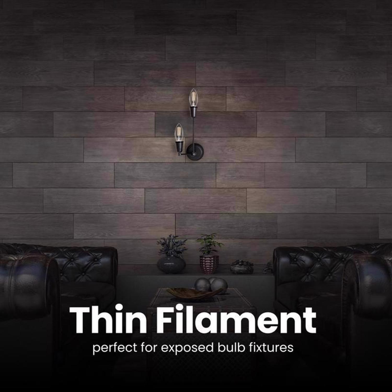 Feit B10 E12 (Candelabra) Filament LED Bulb Daylight 40 Watt Equivalence 2 pk