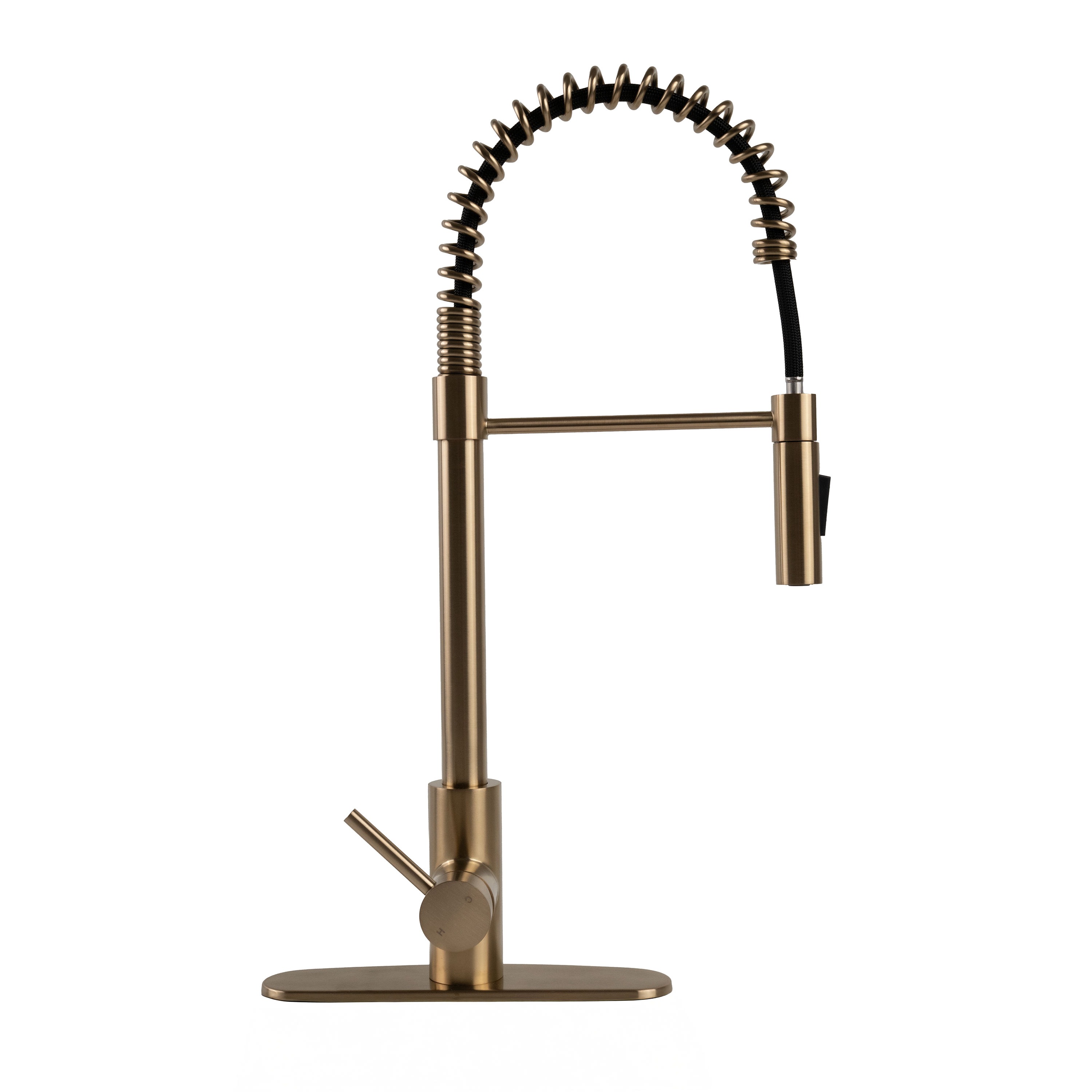 MSI 1-HANDLE PULL-DOWN SPRAYER KITCHEN FAUCET WITH DECKPLATE - 804 GOLD