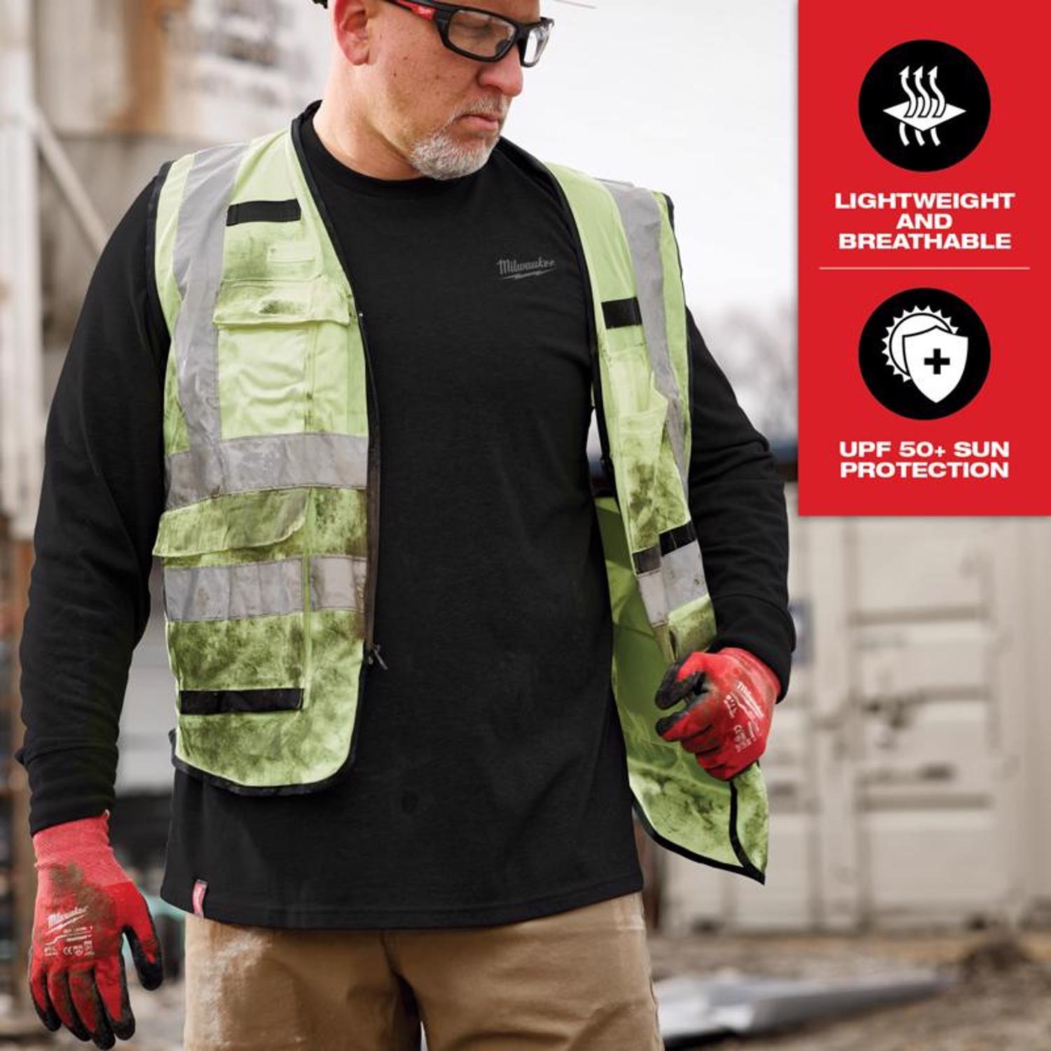 Milwaukee Freeflex XL Long Sleeve Men's Crew Neck Black Hybrid Work Tee Shirt