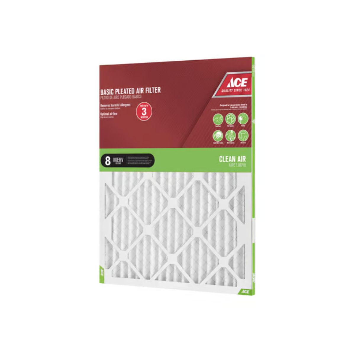 Ace 16 in. W x 25 in. H x 4 in. Synthetic 8 MERV Pleated Air Filter 1 pack