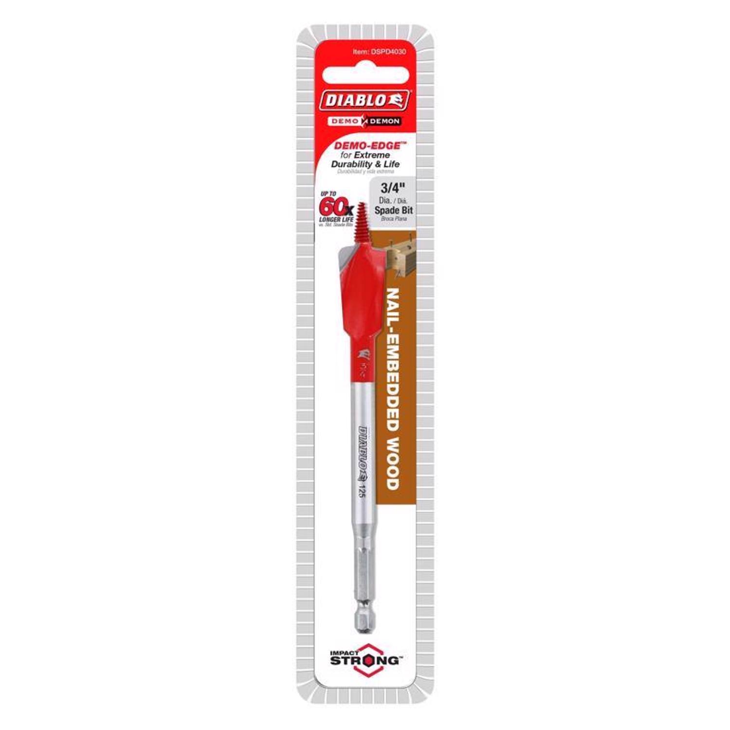 Diablo Demo Demon 3/4 in. X 6 in. L High Carbon Steel Nail-Embedded Wood Spade Bit Hex Shank 1 pk