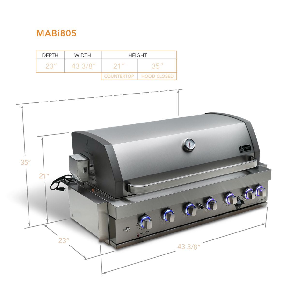 Mont Alpi 44 in. build-in grill
