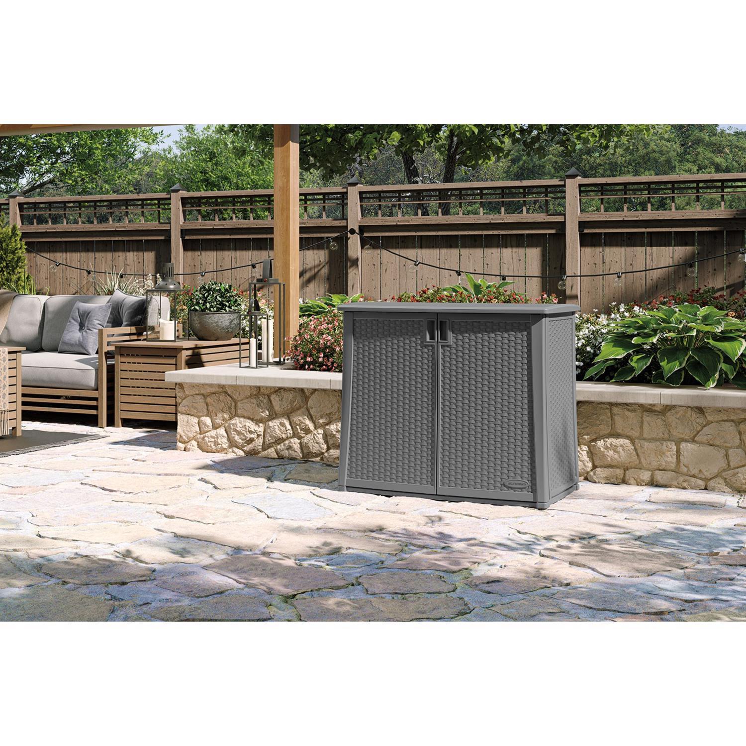 Suncast 4 ft. x 2 ft. Resin Standard Modern 2-Door Cabinet with Floor Kit