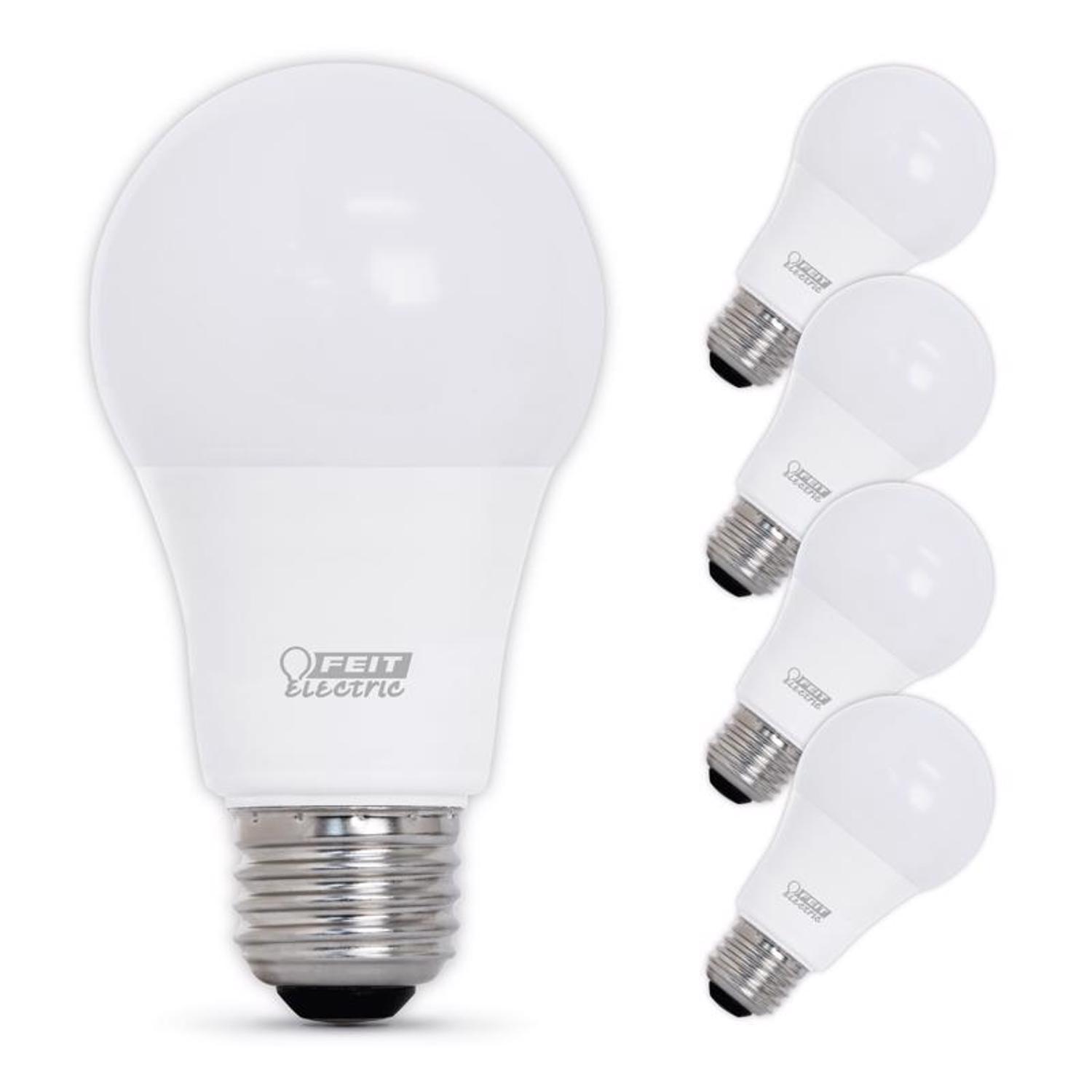 Feit A19 E26 (Medium) LED Bulb Bright White 60 Watt Equivalence 4 pk