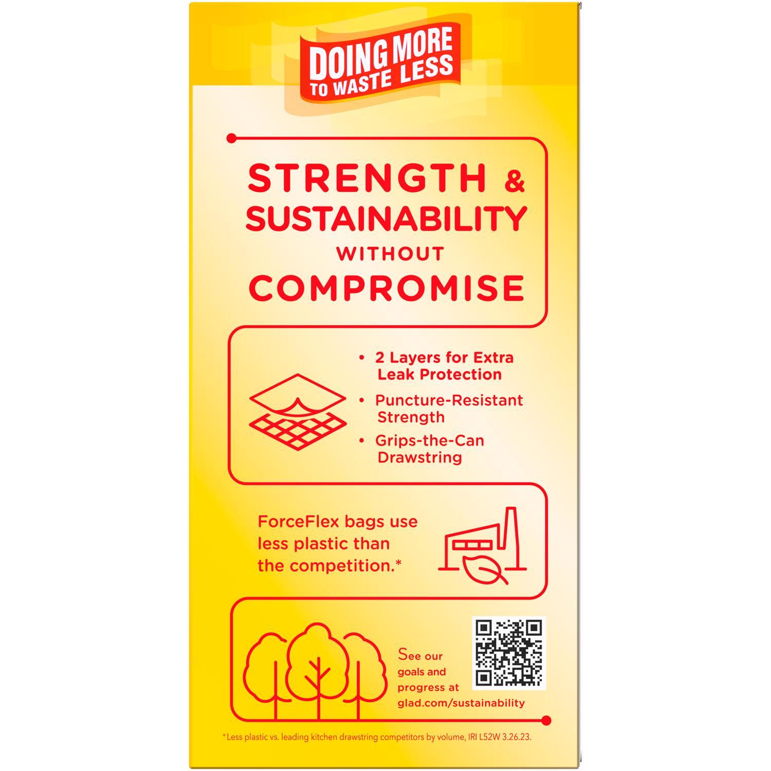 Glad ForceFlex 13 gal Lavender Scent Tall Kitchen Bags Drawstring 40 pk 0.78 mil