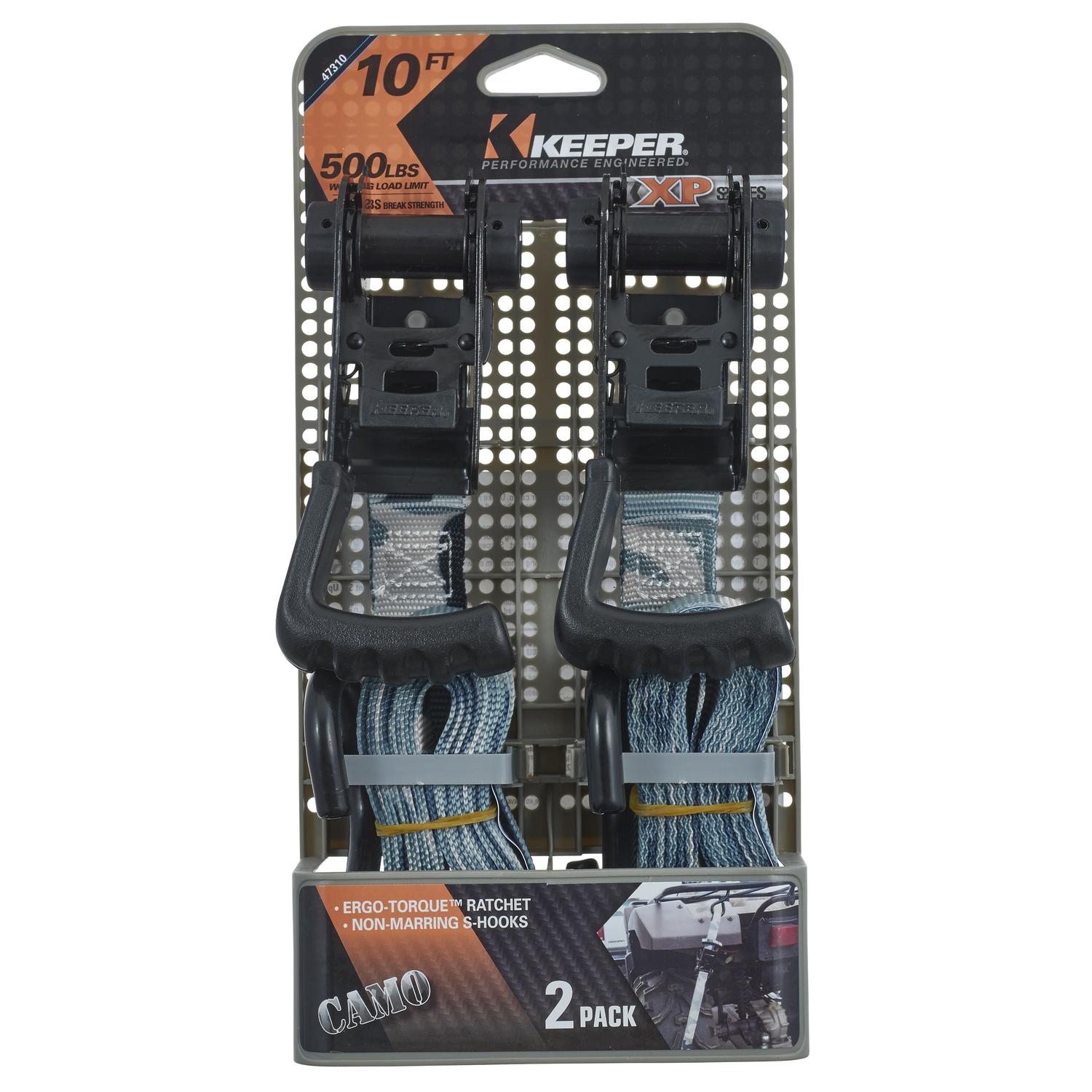 Keeper Ergo-Torque 1 in. W X 10 ft. L Camo Ratchet Tie Down Strap 500 lb 1 pk