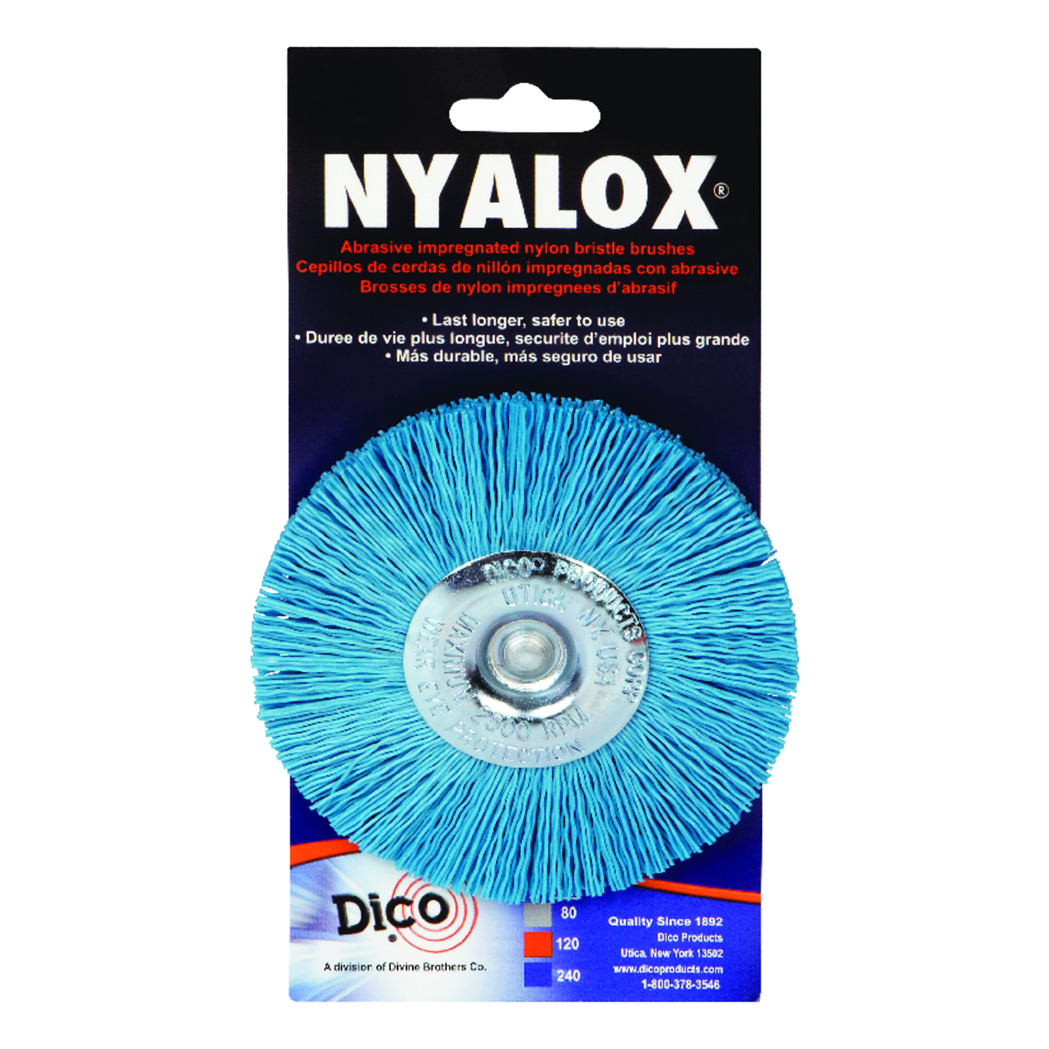 Dico NYALOX 4 in. Fine Crimped Mandrel Mounted Wheel Brush Nylon 2500 rpm 1 pc