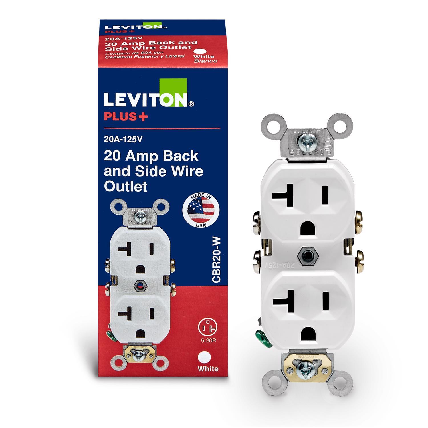 Leviton 20 amps 125 V Duplex White Outlet 5-20R 1 pk