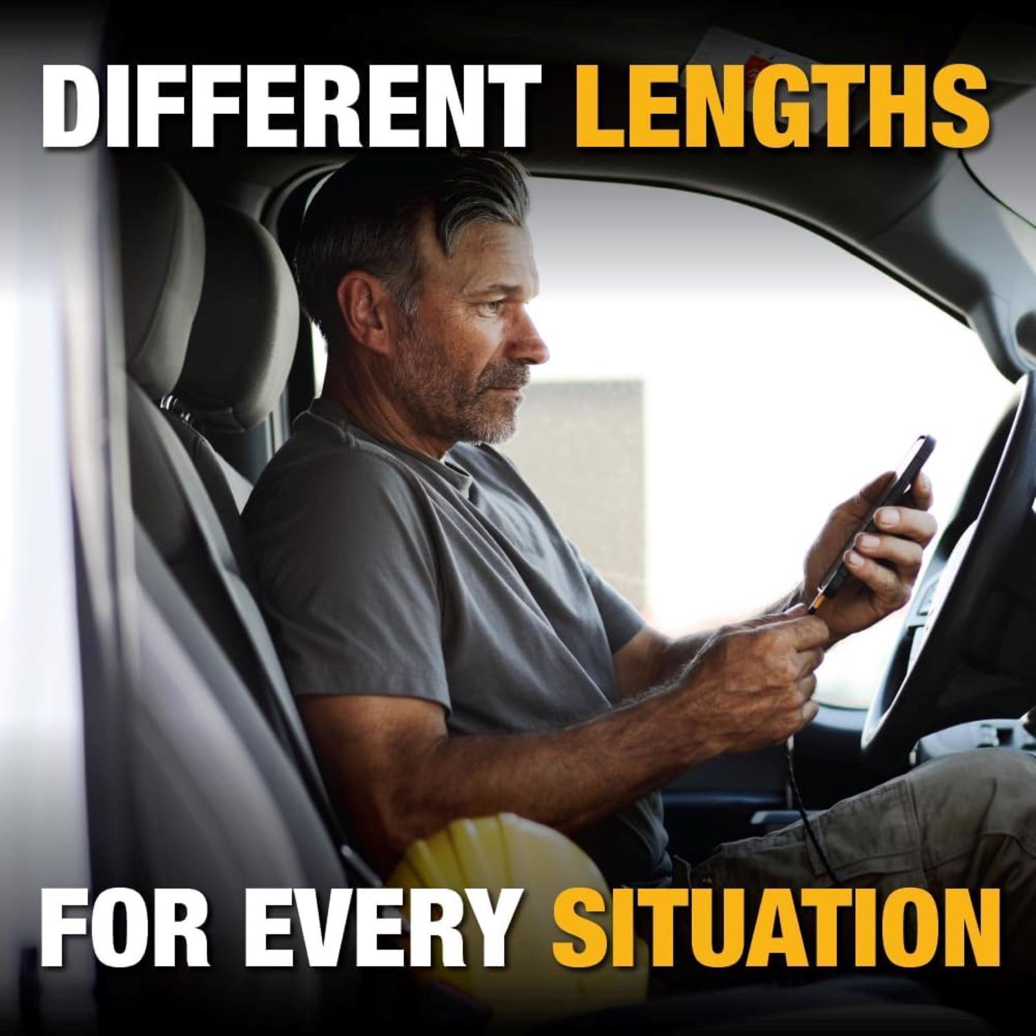 DeWalt Lightning to USB Charge and Sync Cable 10 ft. Black/Yellow