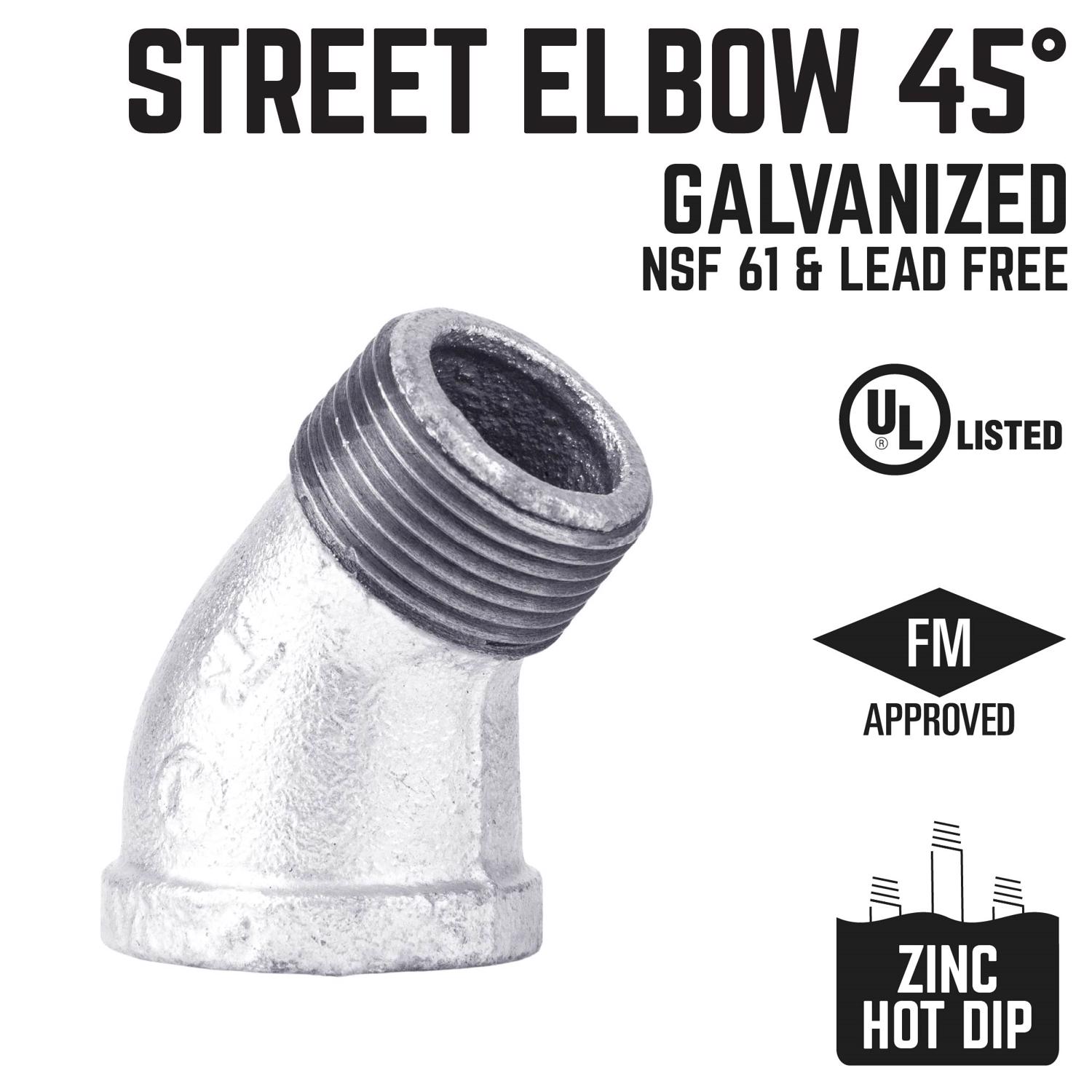 STZ Industries 1-1/2 in. FIP X 1-1/2 in. D MIP Galvanized Malleable Iron 45 degree Street Elbow