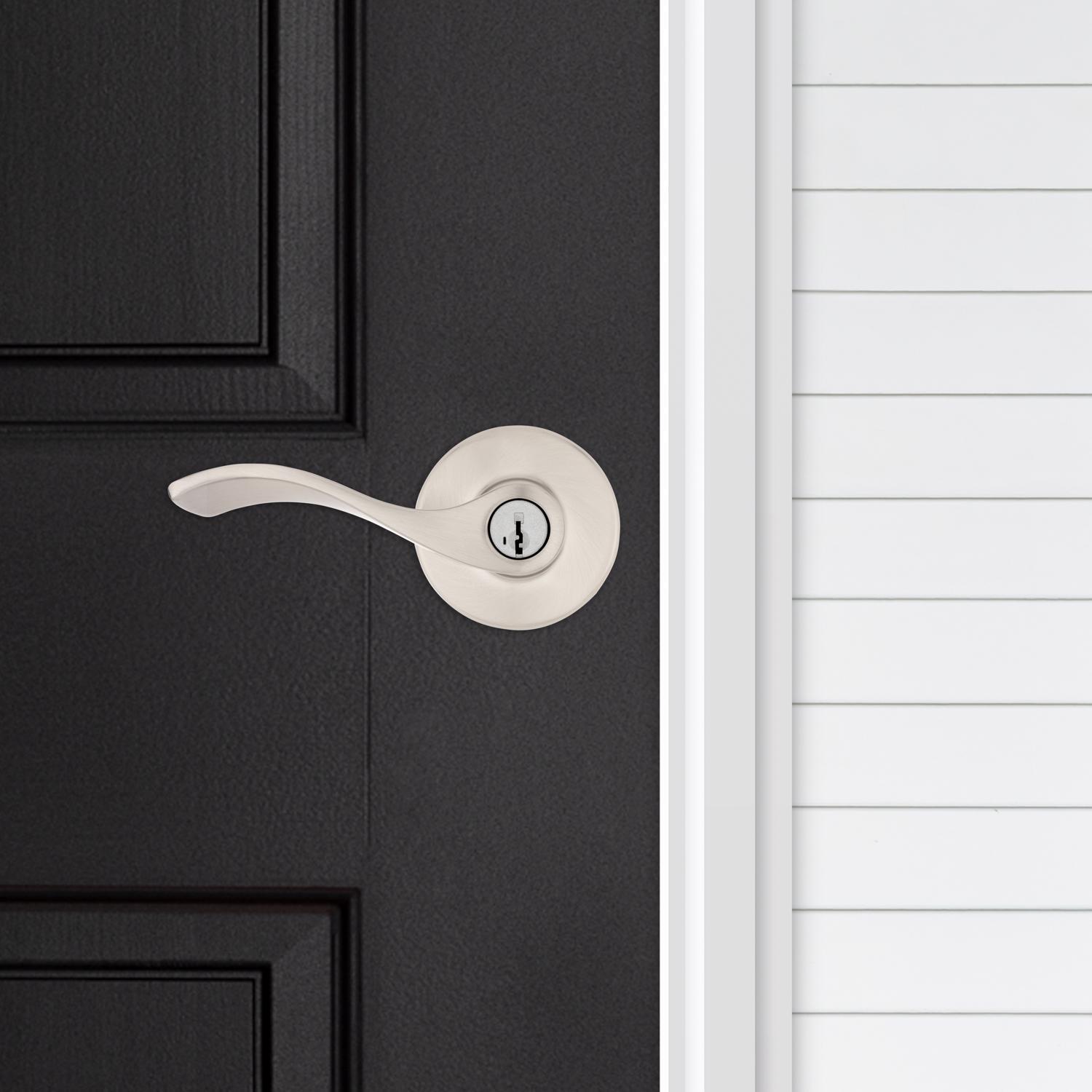 Kwikset SmartKey Security Wave Satin Nickel Entry Lever KW1 2-3/4 in.