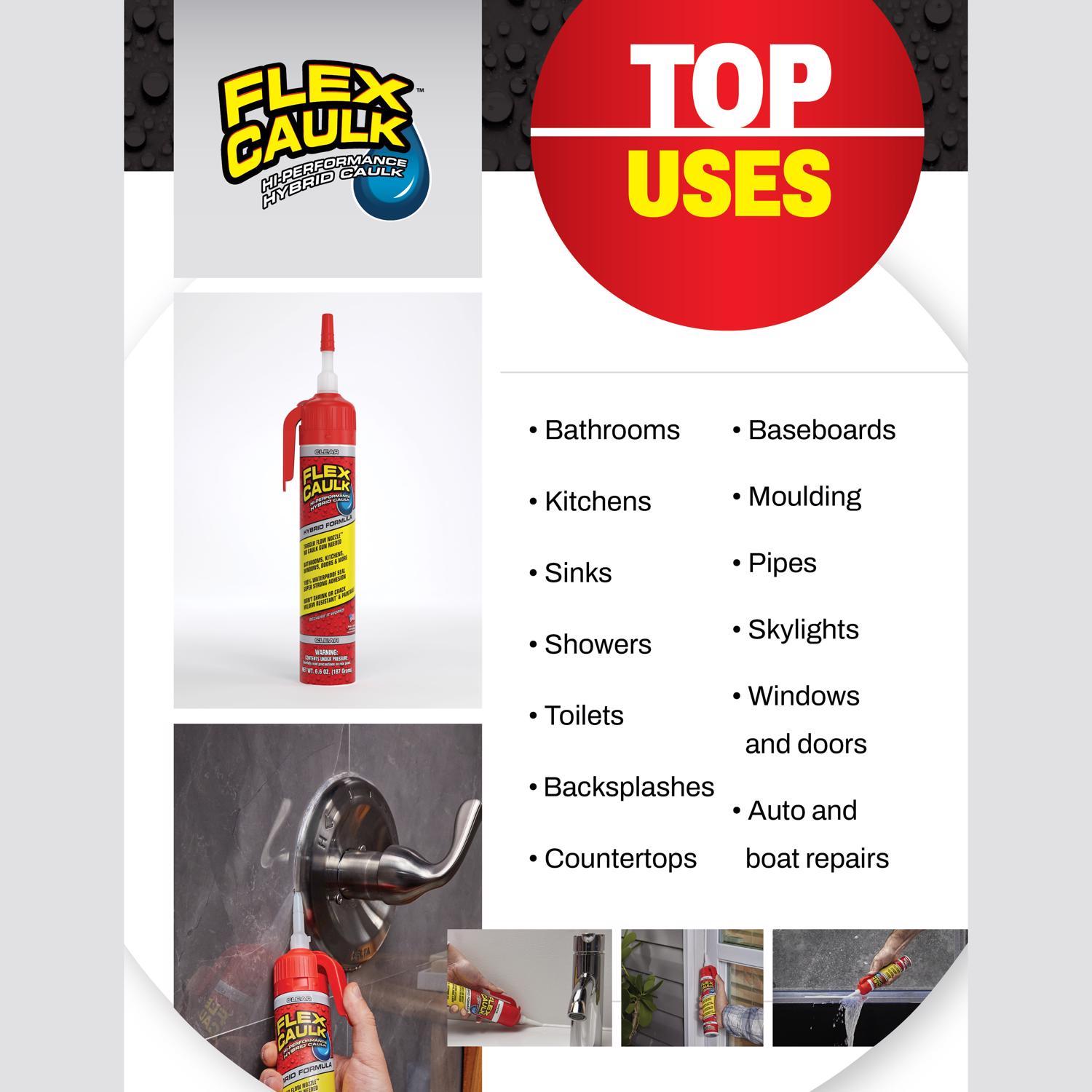 Flex Seal Family of Products Flex Caulk Clear Polymer Advanced Hybrid Polymer Caulk 6.6 oz