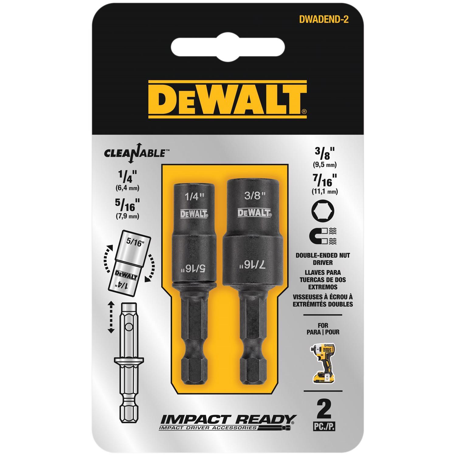 DeWalt 1/4,5/16,3/8,7/16 in. X 2 in. L Black Oxide Double-Ended Nut Driver Set 2 pc