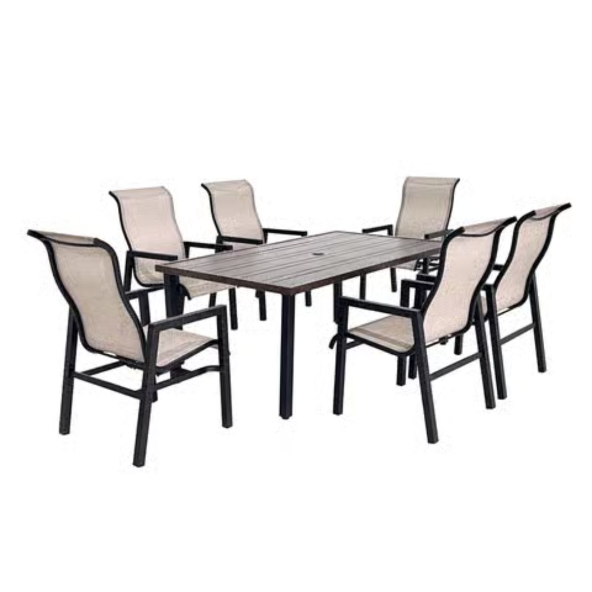 Living Accents 7 pc Brown Steel Sling Dining Set