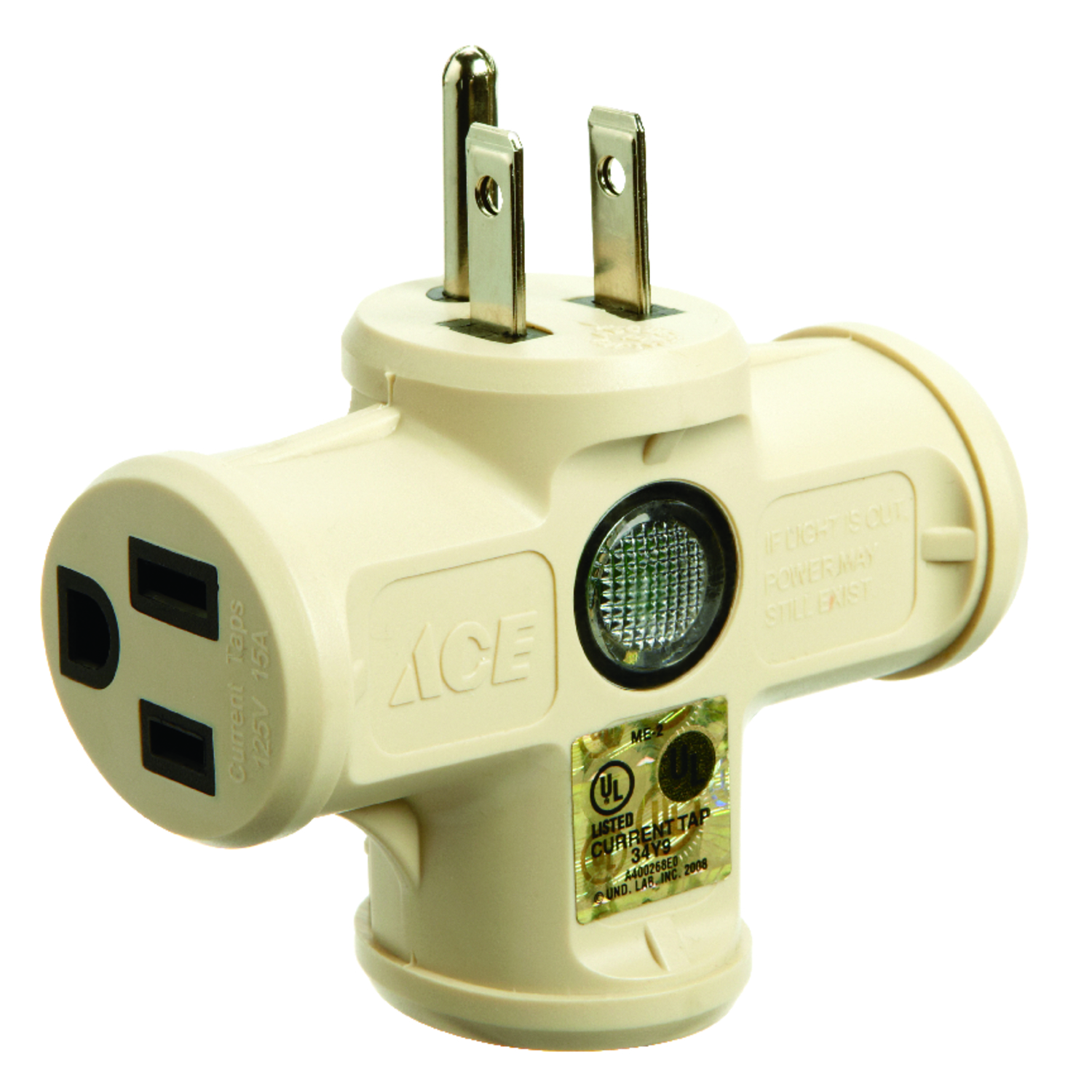 Ace Grounded 3 outlets Adapter 1 pk