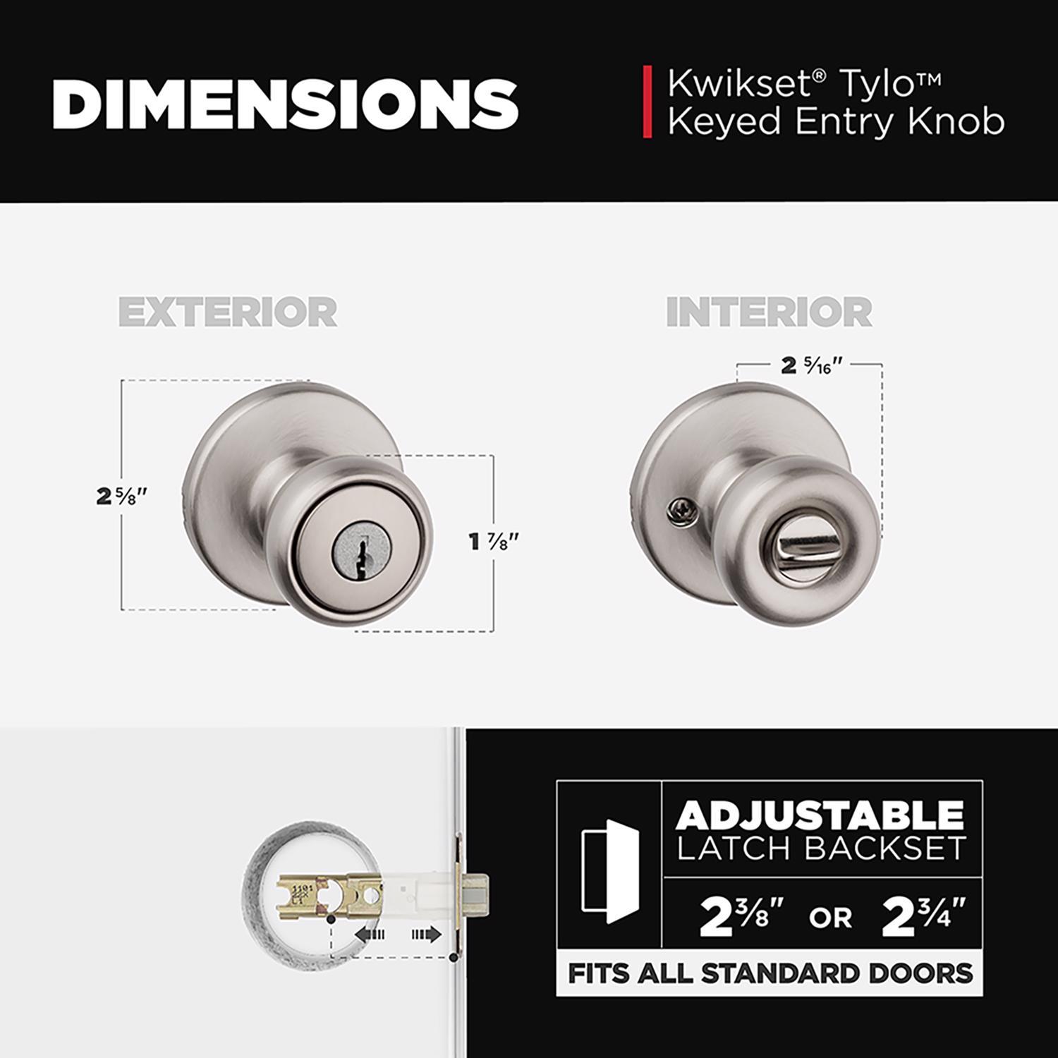 Kwikset Polo Satin Nickel Entry Door Knob 1-3/4 in.