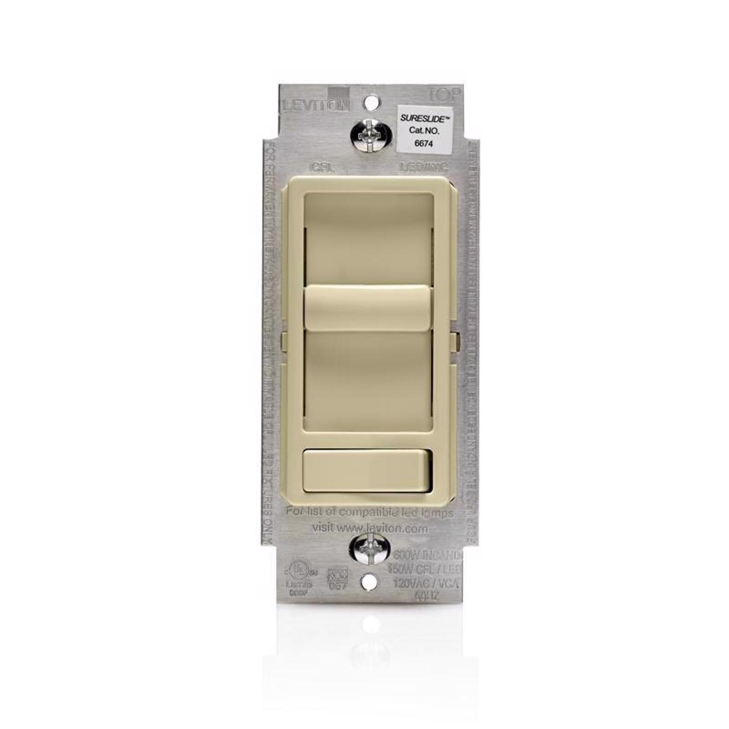 Leviton SureSlide Ivory 600 W Preset Slide Dimmer Switch 1 pk
