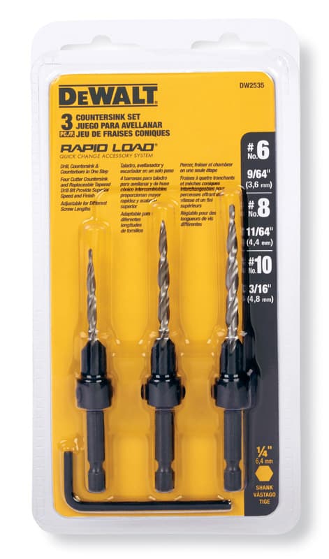 DEWALT Rapid Load #6, #8 and #10 X 6 in. L Steel Countersink Set 3 pc