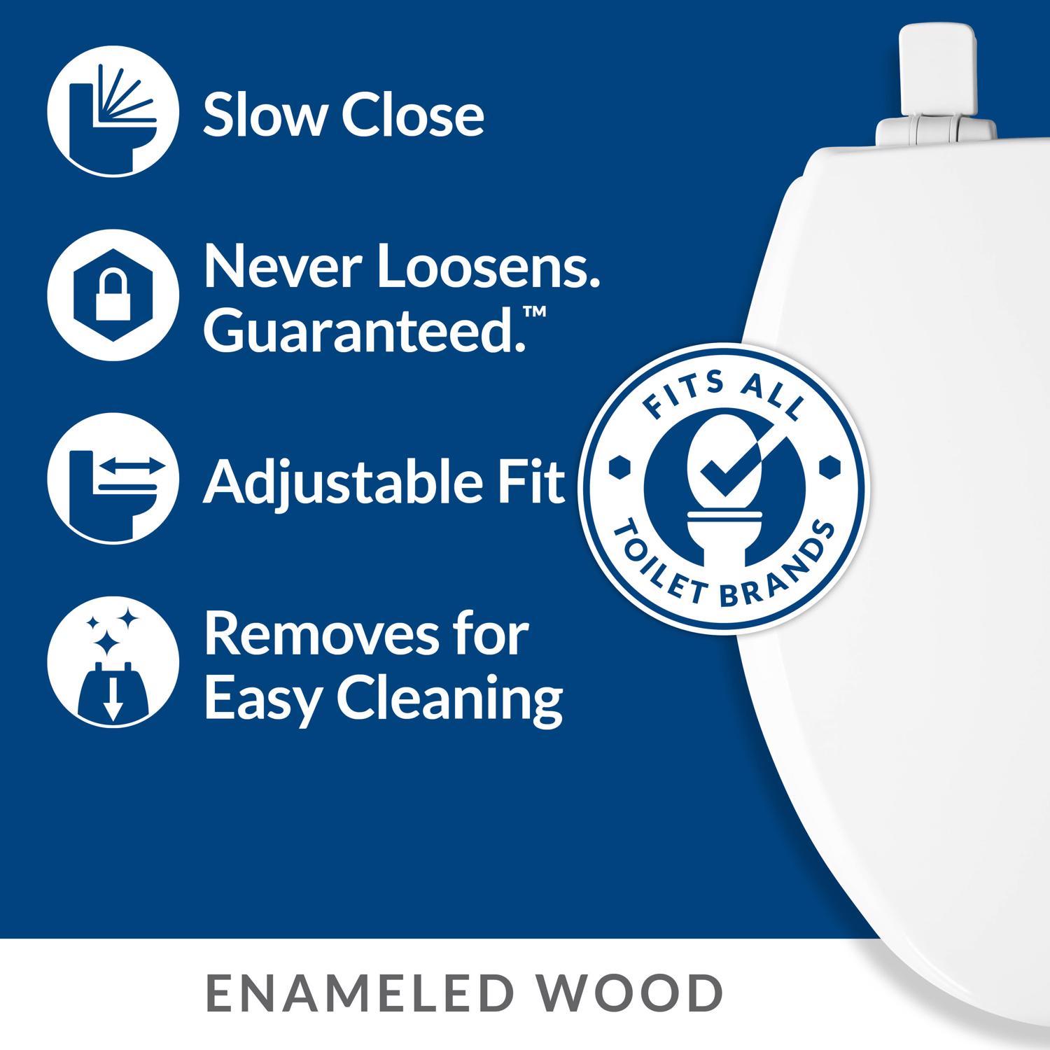 Mayfair by Bemis Kendall Slow Close Round White Enameled Wood Toilet Seat