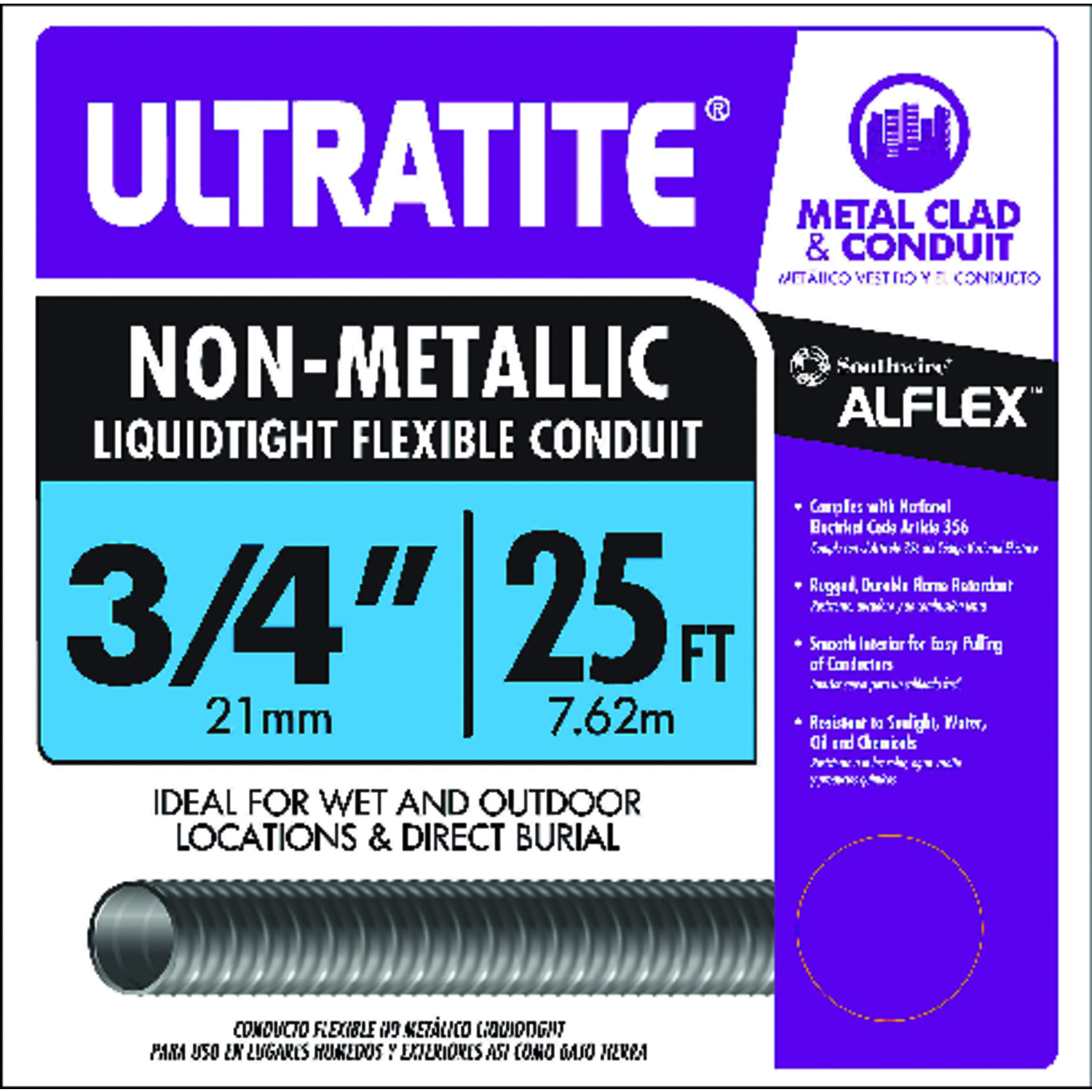 Southwire 3/4 in. D X 25 ft. L Thermoplastic Flexible Electrical Conduit For LFNC-B