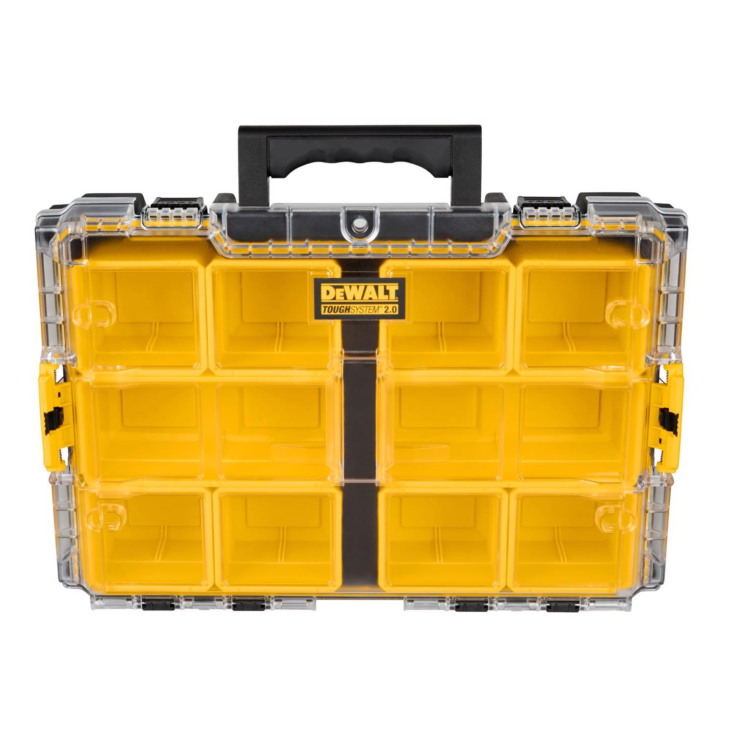 DeWalt ToughSystem 2.0 Storage Organizer Impact-Resistant Poly 10 compartments Black/Yellow
