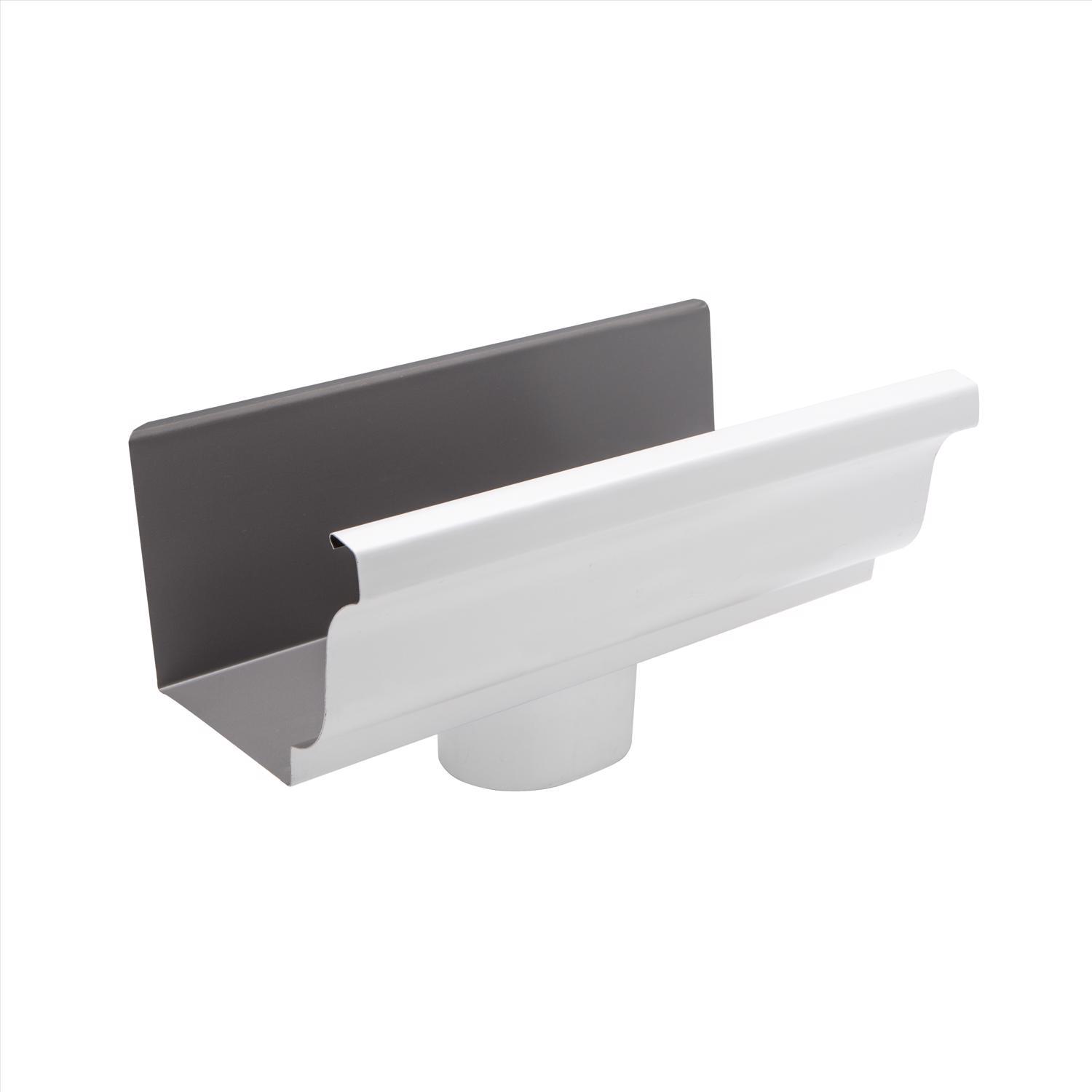 Amerimax 3.5 in. H X 5 in. W X 10 in. L White Aluminum K End w/Drop