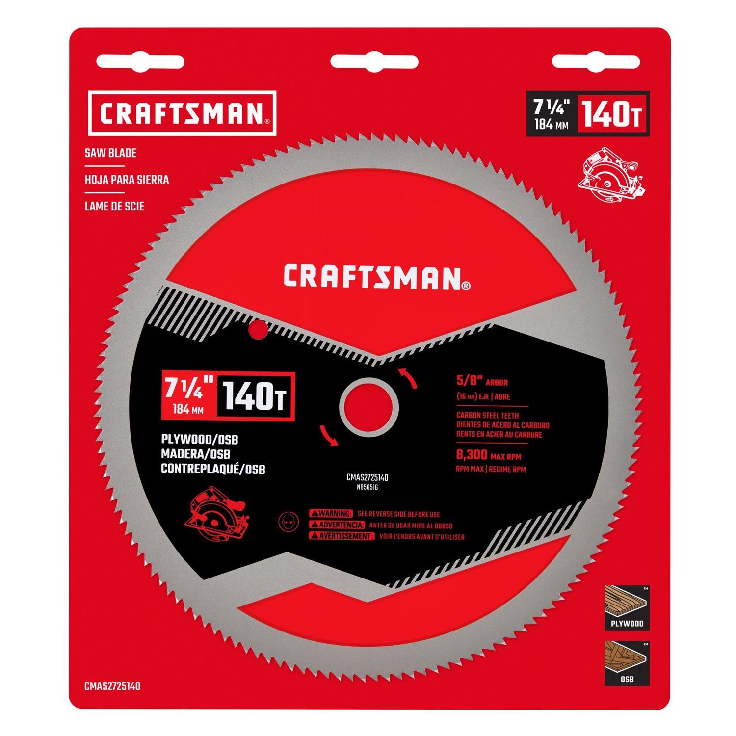 CRAFTSMAN 7-1/4 in. D X 5/8 in. Plywood Carbon Steel Circular Saw Blade 140 teeth 1 pk