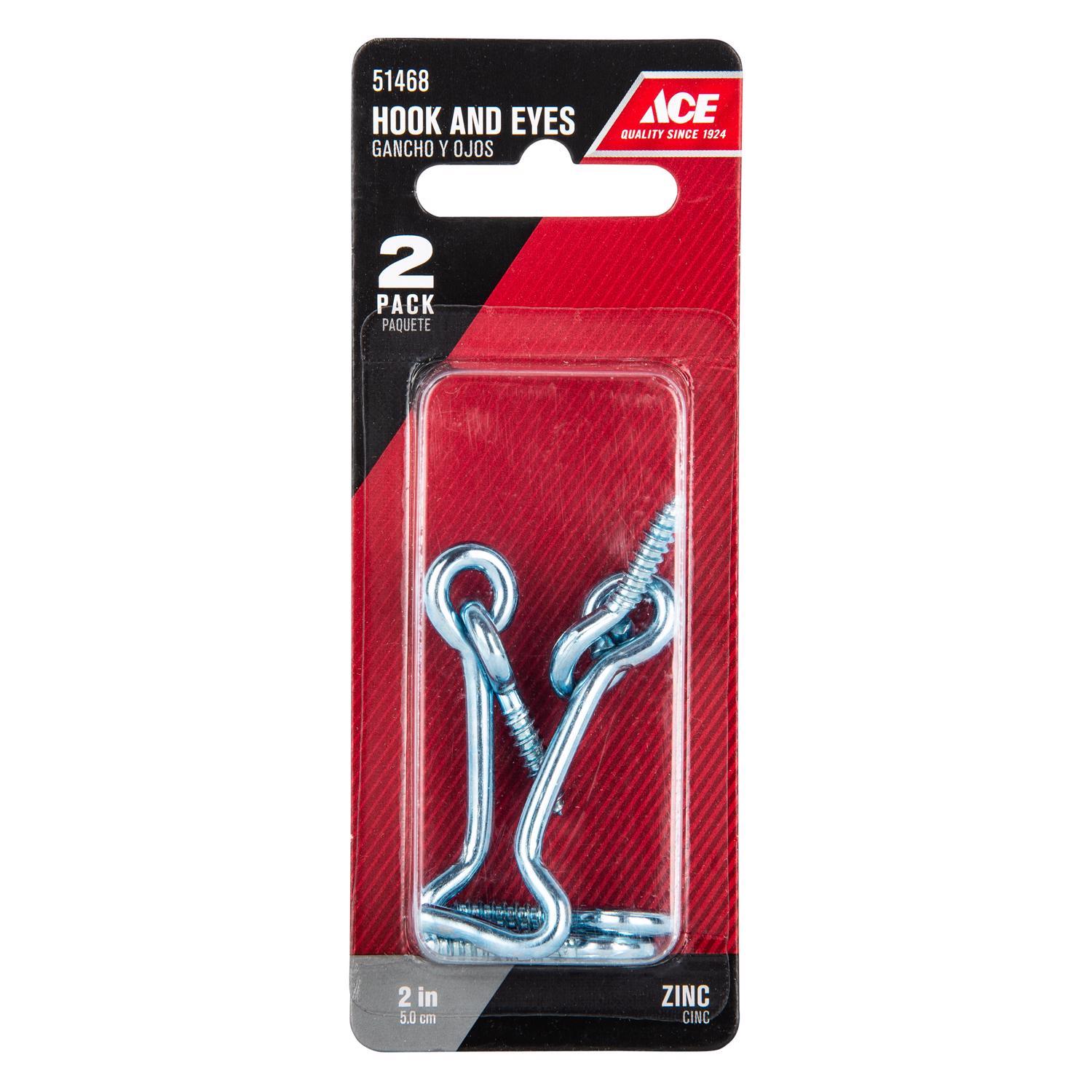 Ace Small Zinc-Plated Silver Steel 2 in. L Hook and Eye 2 pk