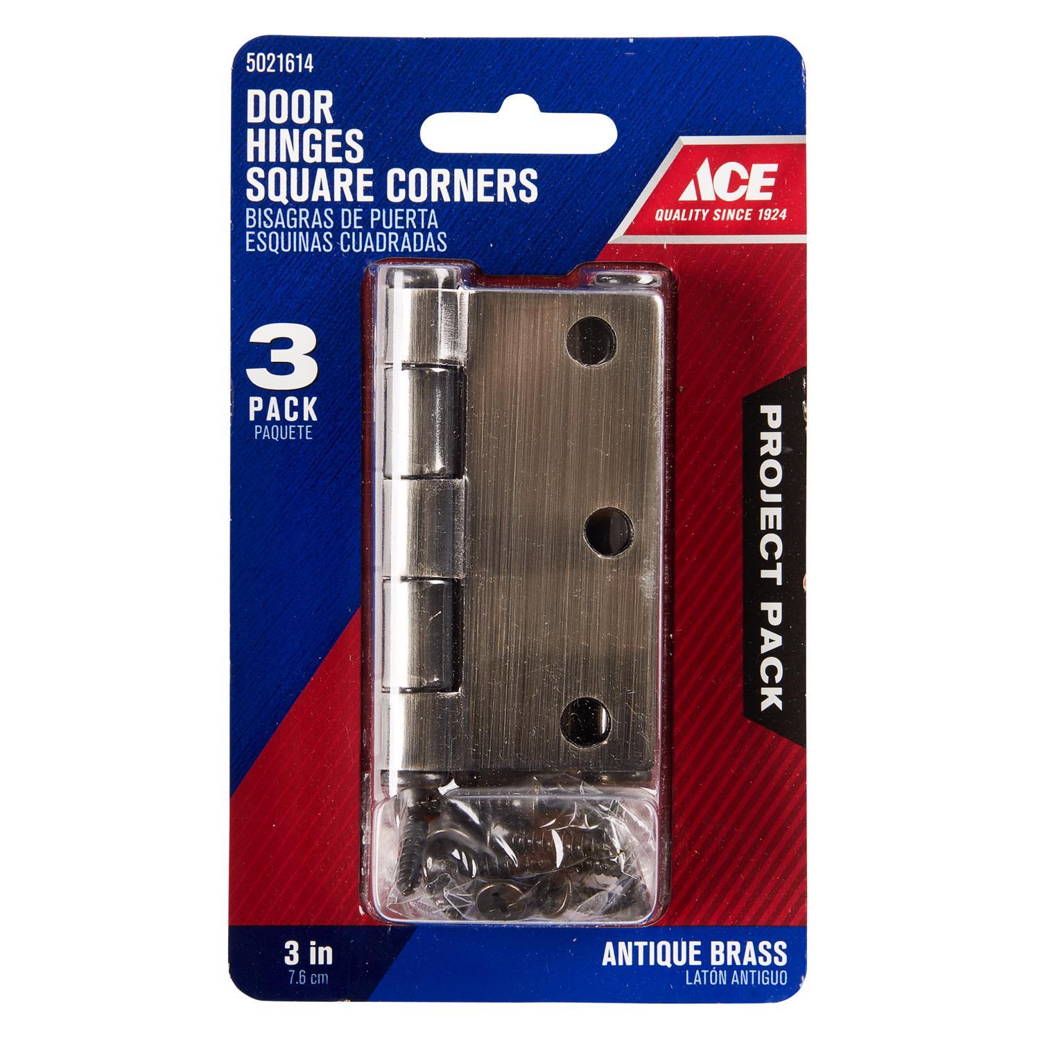 Ace 3 in. L Antique Brass Residential Door Hinge 3 pk