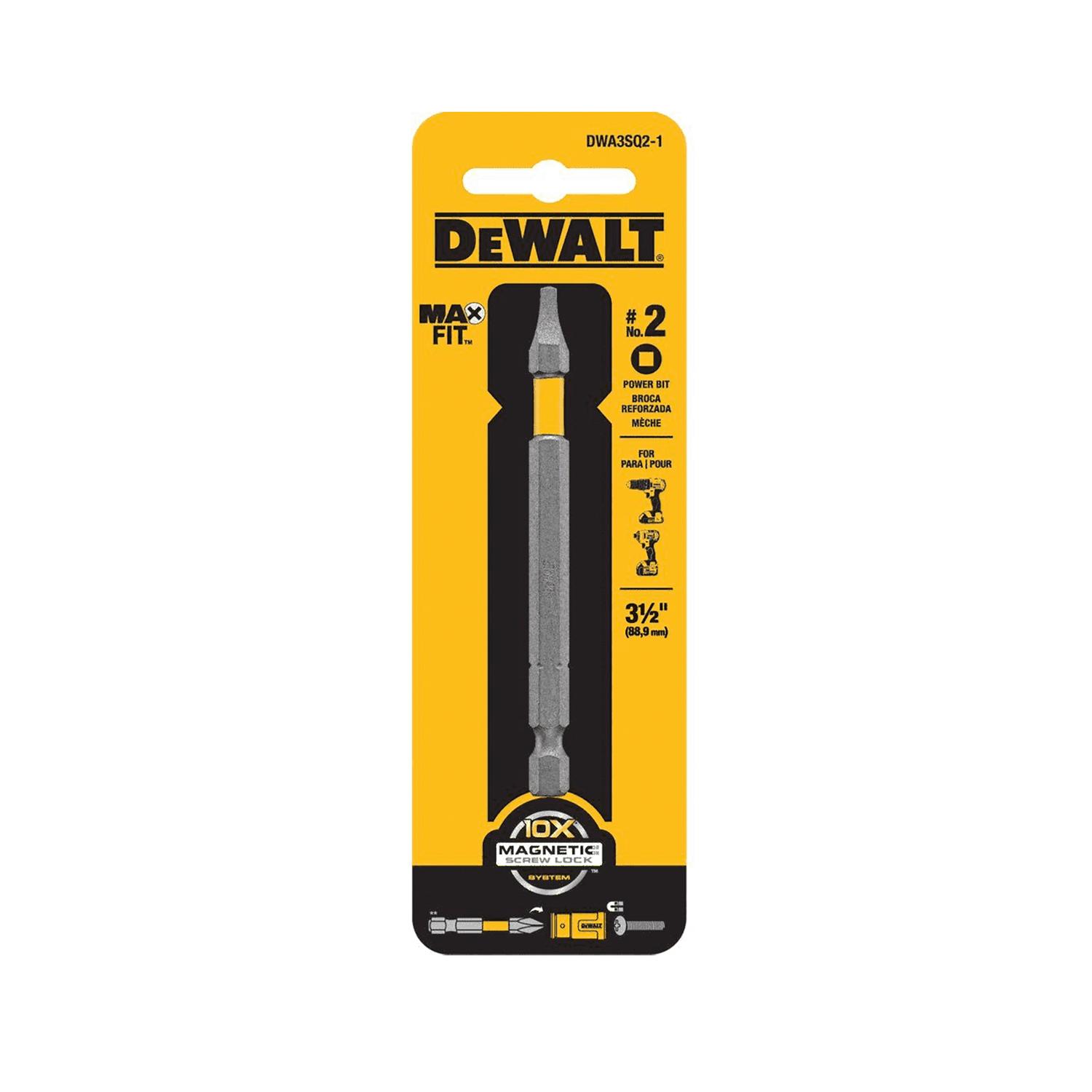 DeWalt Max Fit Square #2 X 3-1/2 in. L Power Bit S2 Tool Steel 1 pc