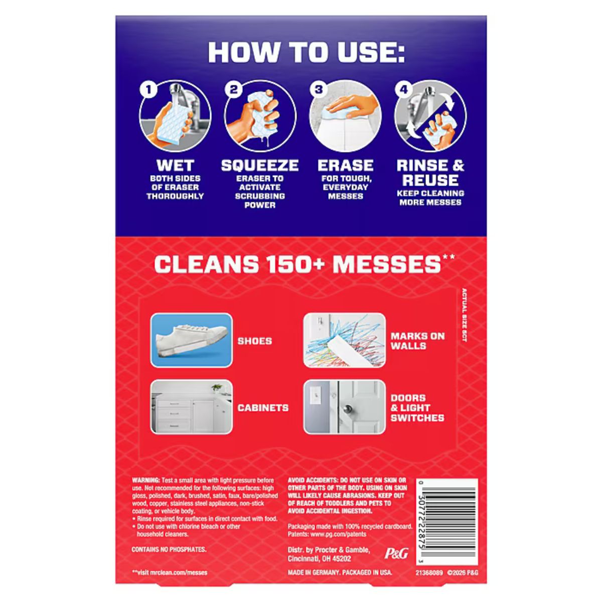 Whole Home Non-scratch Magic Eraser For All Purpose 5 Pk