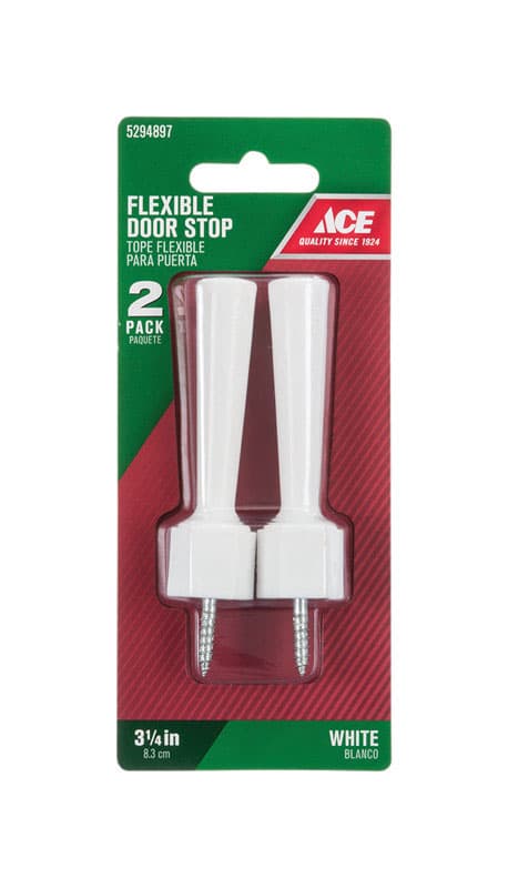 Ace 3-1/4 in. W Plastic White Flexible Door Stop Mounts to door and wall 0 in.