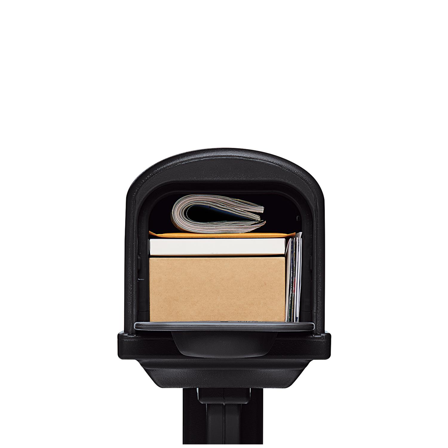 Architectural Mailboxes Classic Classic Plastic Post Mount Black Double Door Mailbox