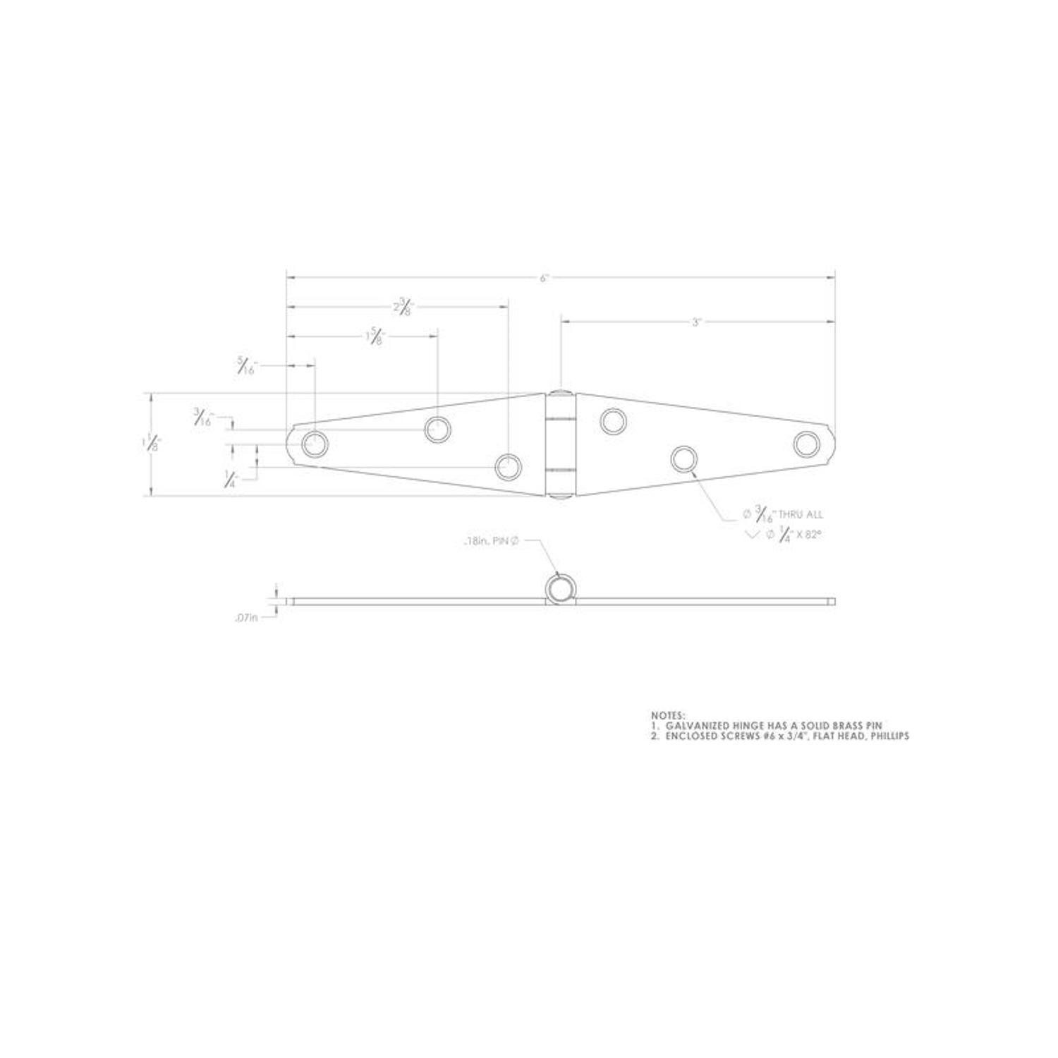 Ace 3 in. L Galvanized Light Duty Strap Hinge 2 pk