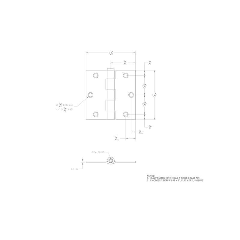 Ace 3-1/2 in. L Galvanized Broad Hinge 2 pk