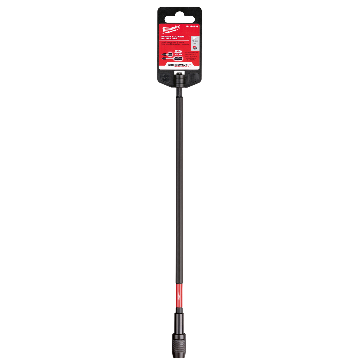 Milwaukee Shockwave 12 in. Alloy Steel Impact Magnetic Locking Bit Holder 1/4 in. Hex Shank 1 pc