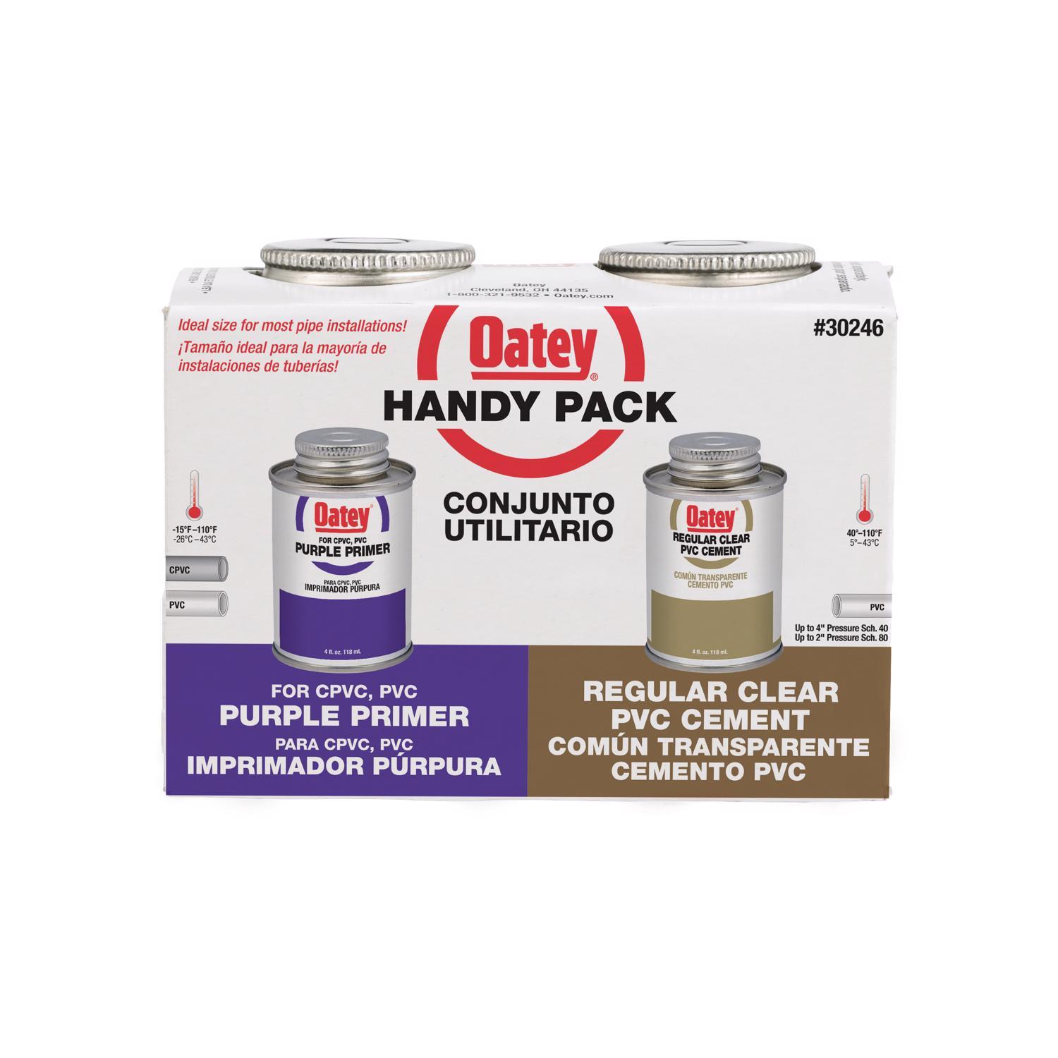 Oatey Handy Pack Clear/Purple Primer and Cement For PVC 4 oz