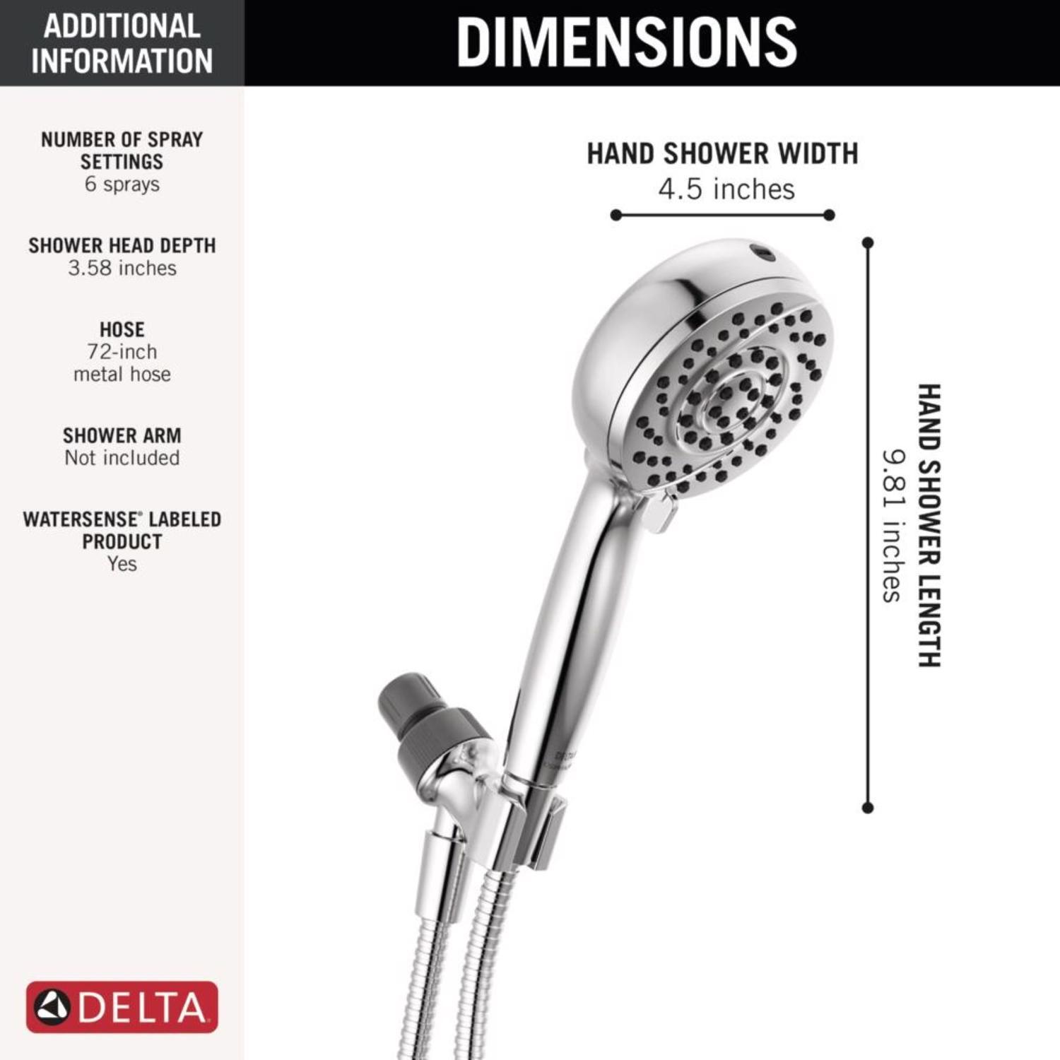 Delta Chrome Plastic 6 settings Handheld Showerhead 1.75 gpm