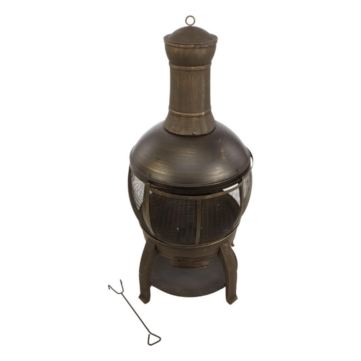 Living Accents 22 in. W Cast Iron/Steel Chimenea Round Multi-Fuel Fire Pit