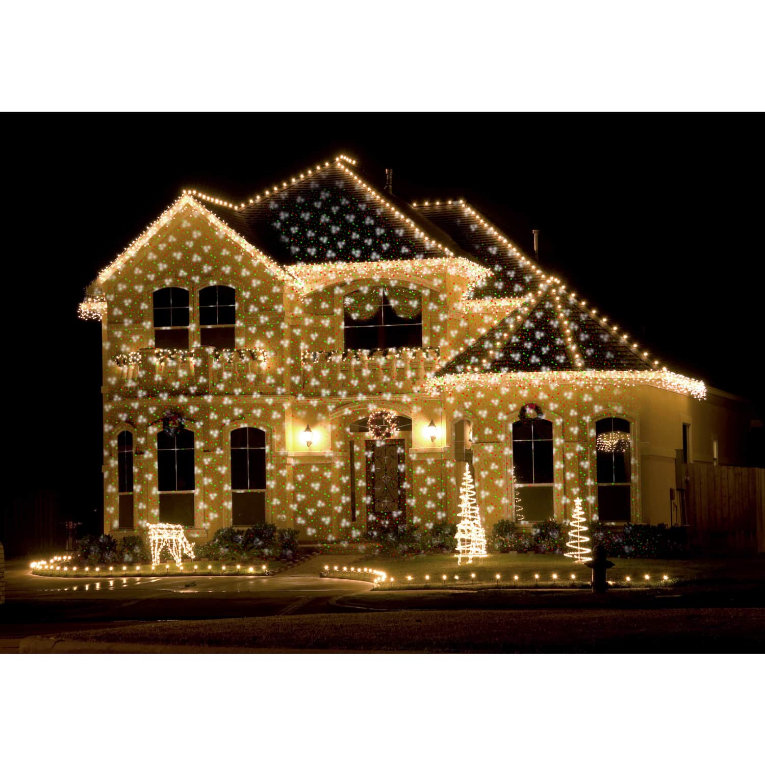 Night Stars Snowfall LED Laser Light White 1 lights
