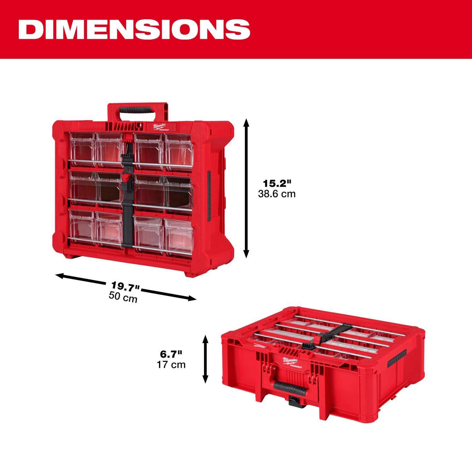 Milwaukee Packout 19.7 in. W X 6.7 in. H Modular System Plastic Red