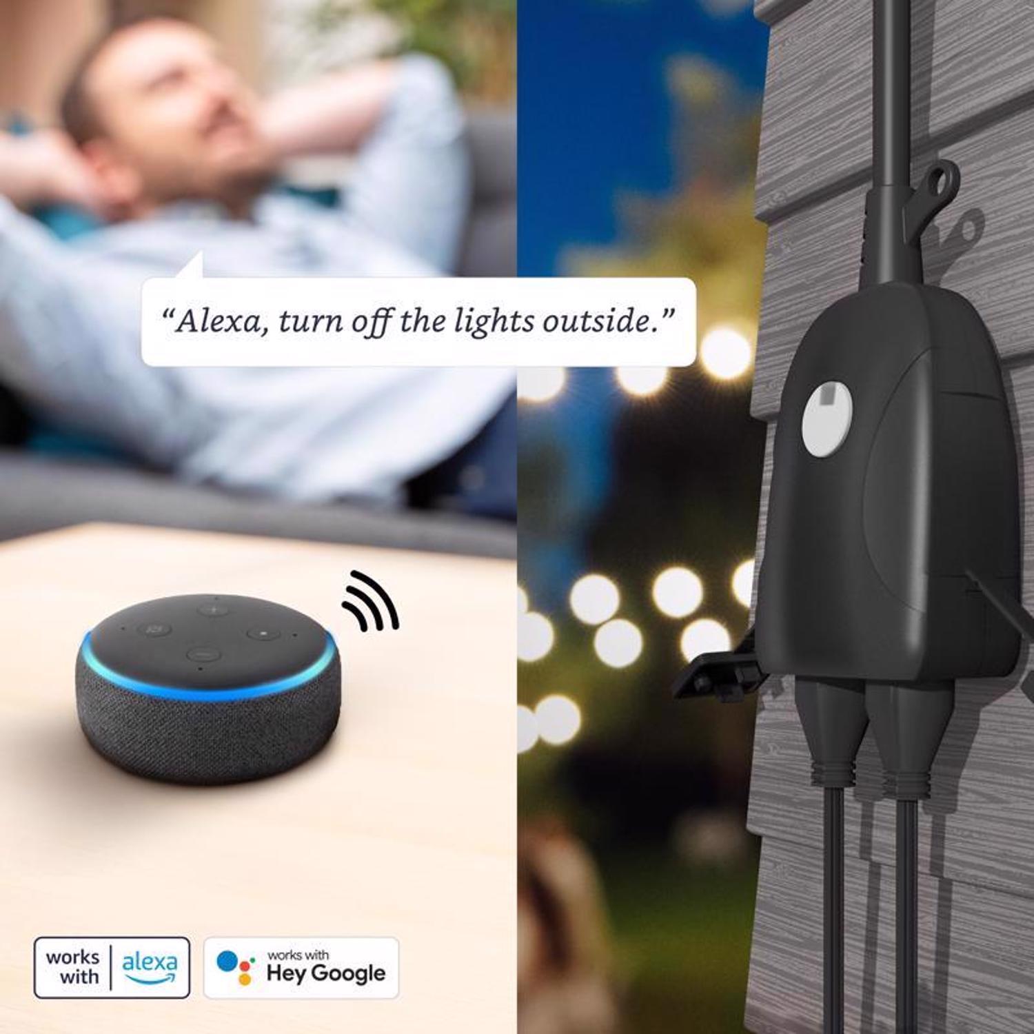 Feit Smart Home Commercial and Residential PVC Outdoor Smart-Enabled Dual Outlet Outdoor Plug 3R