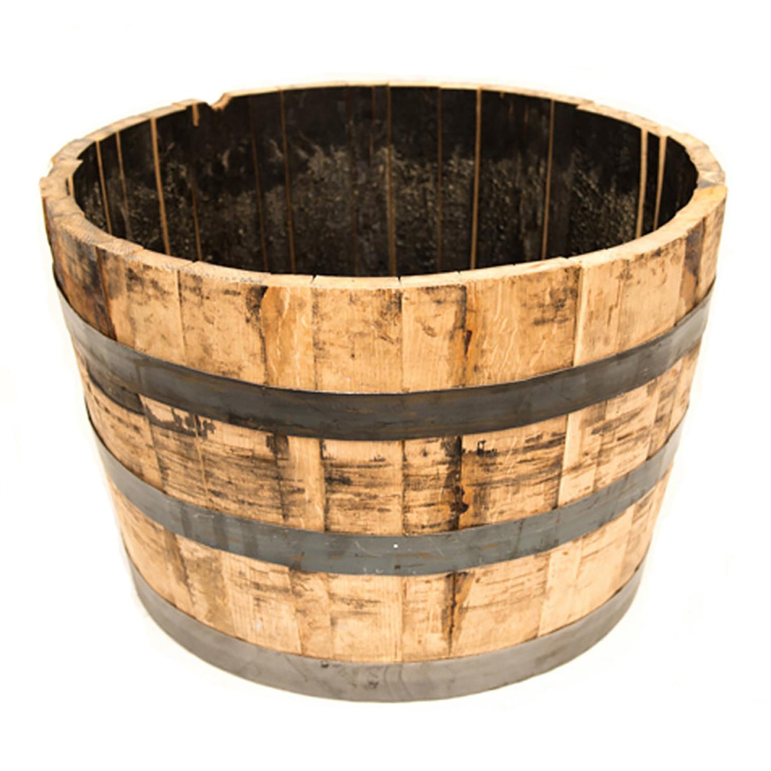 Real Wood Products 17.5 in. H X 26 in. W X 26 in. D Oak Whiskey Barrel Barrel Brown