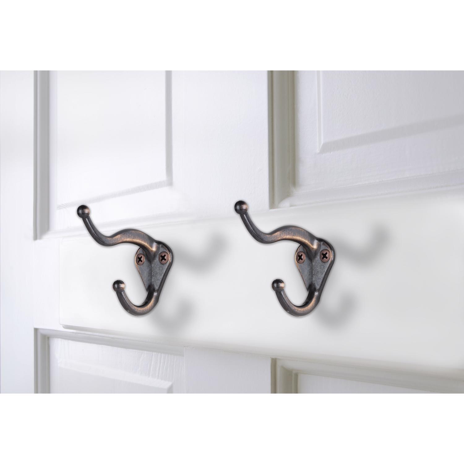 Ace 3 in. L Zinc-Plated Silver/White Metal Medium Coat and Hat Hook 2 pk